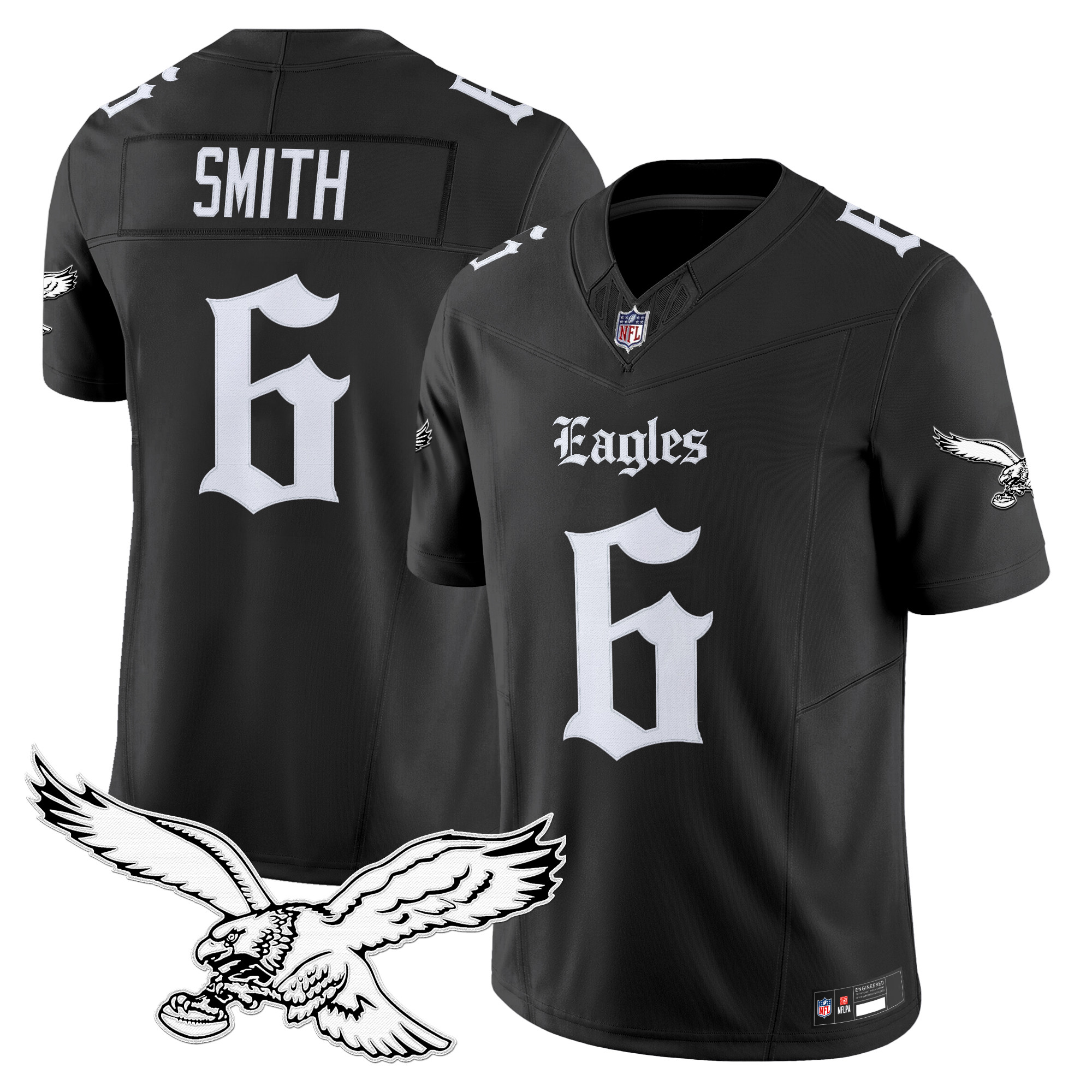 DeVonta Smith Men's Philadelphia Eagles 'Gothic Philly Edition' Vapor Limited Black Jersey - All Stitched