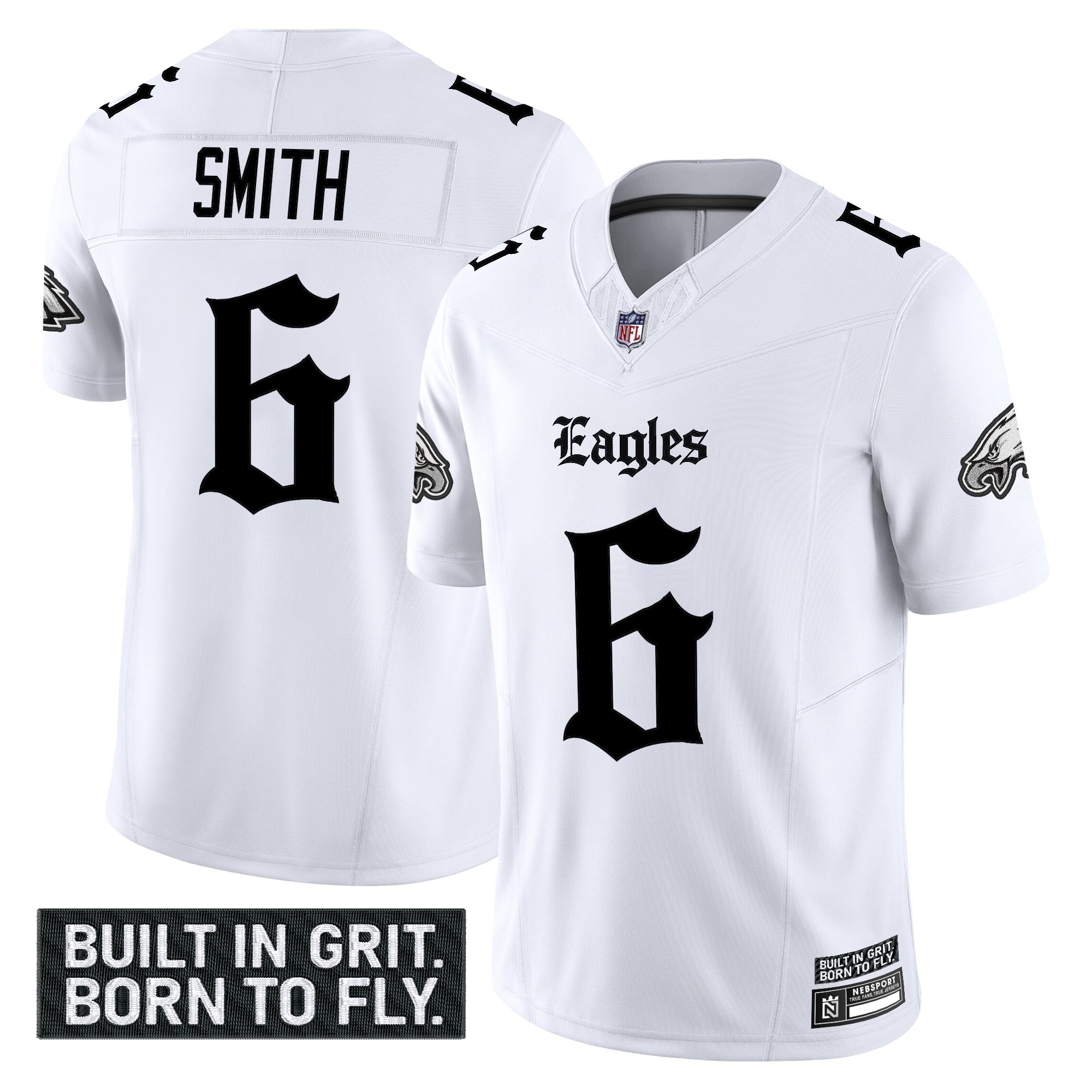 DeVonta Smith Men's Philadelphia Eagles 'Gothic Philly Edition' Vapor Limited White Jersey - All Stitched