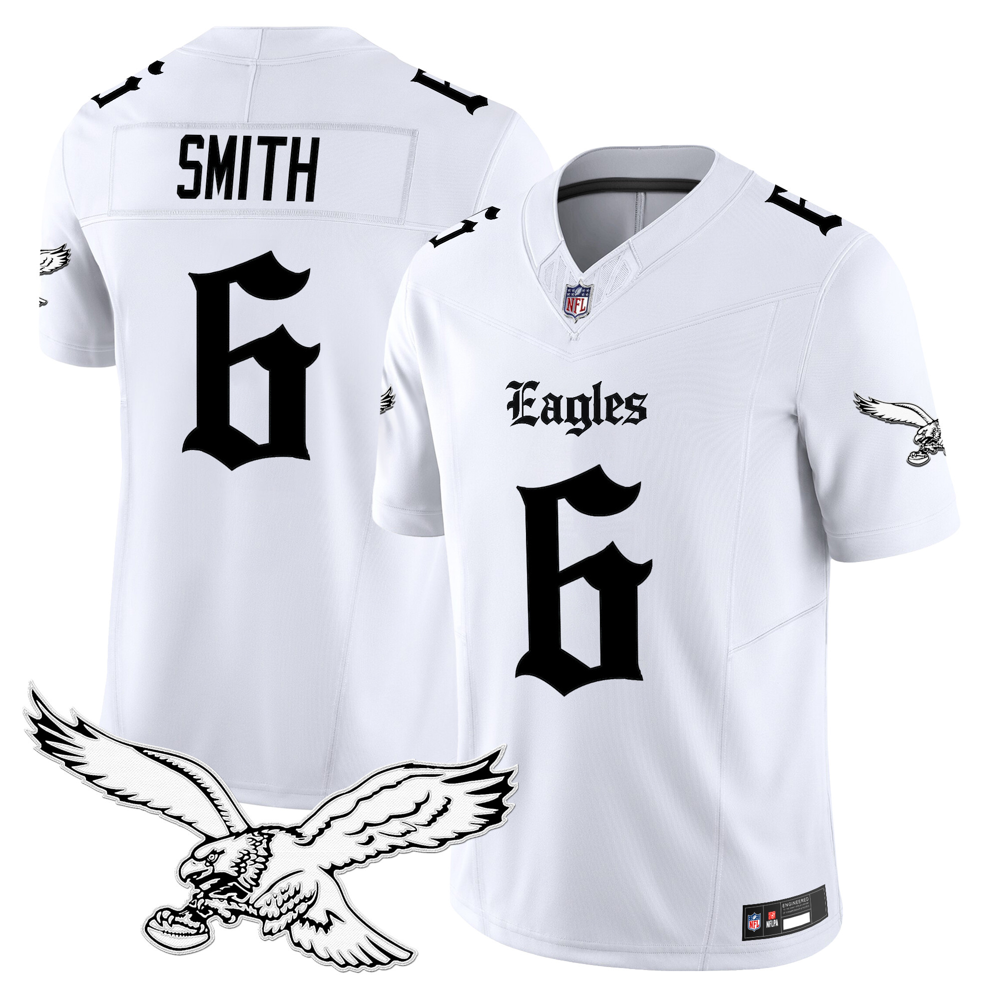 DeVonta Smith Men's Philadelphia Eagles 'Gothic Philly Edition' Vapor Limited White Jersey - All Stitched