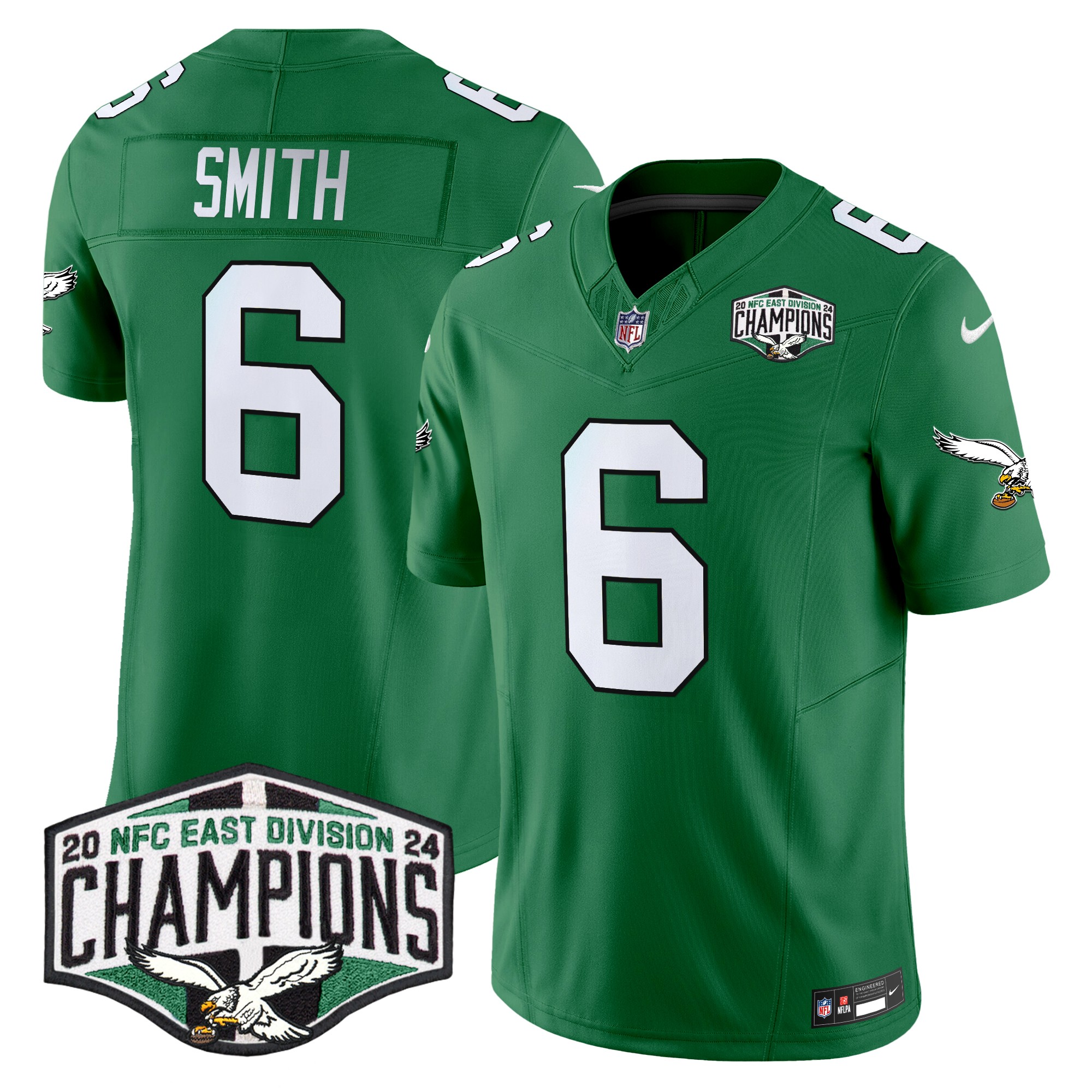 DeVonta Smith Men's Philadelphia Eagles Kelly Green 2024 NFC East Division Champions Vapor Limited Kelly Green Jersey - All Stitched