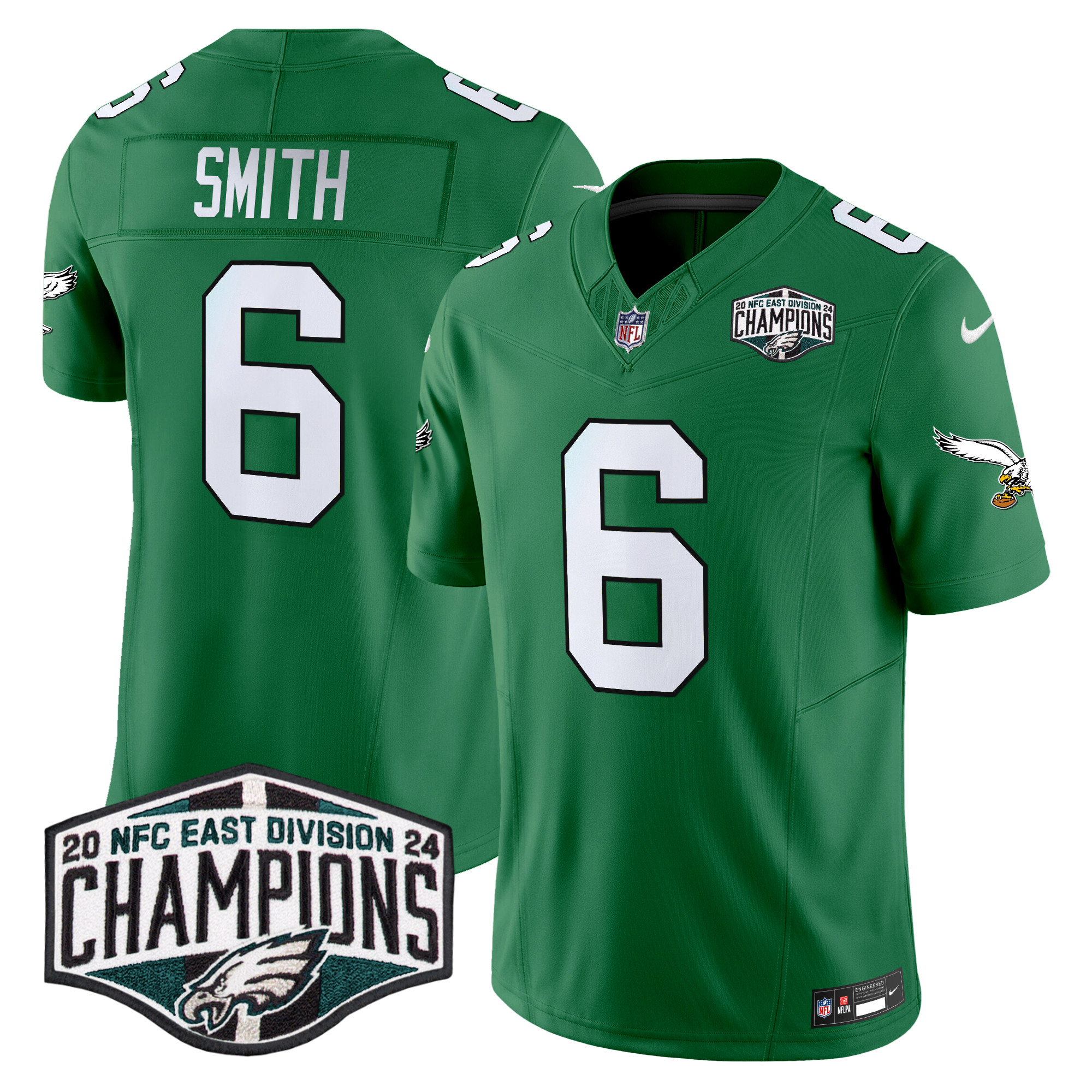 DeVonta Smith Men's Philadelphia Eagles Kelly Green 2024 NFC East Division Champions Vapor Limited Kelly Green Jersey - All Stitched