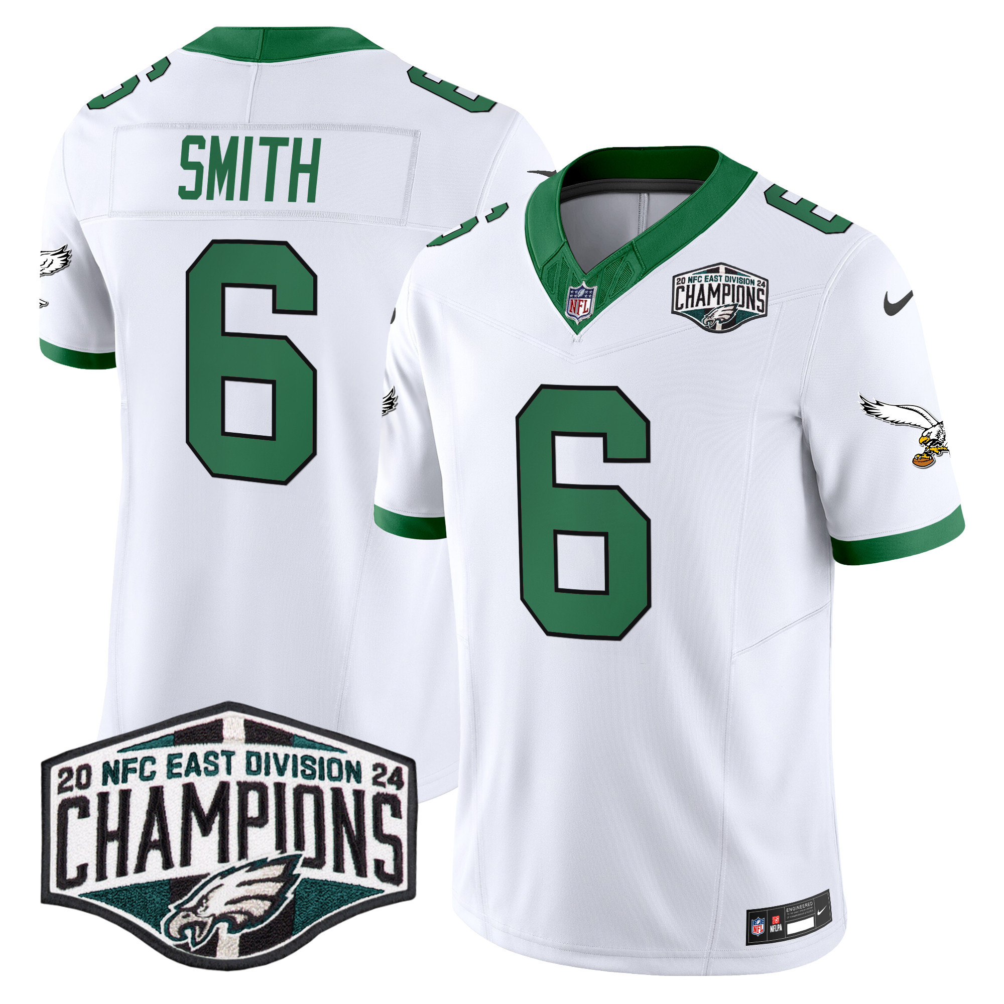 DeVonta Smith Men's Philadelphia Eagles Kelly Green 2024 NFC East Division Champions Vapor Limited Kelly White Jersey - All Stitched