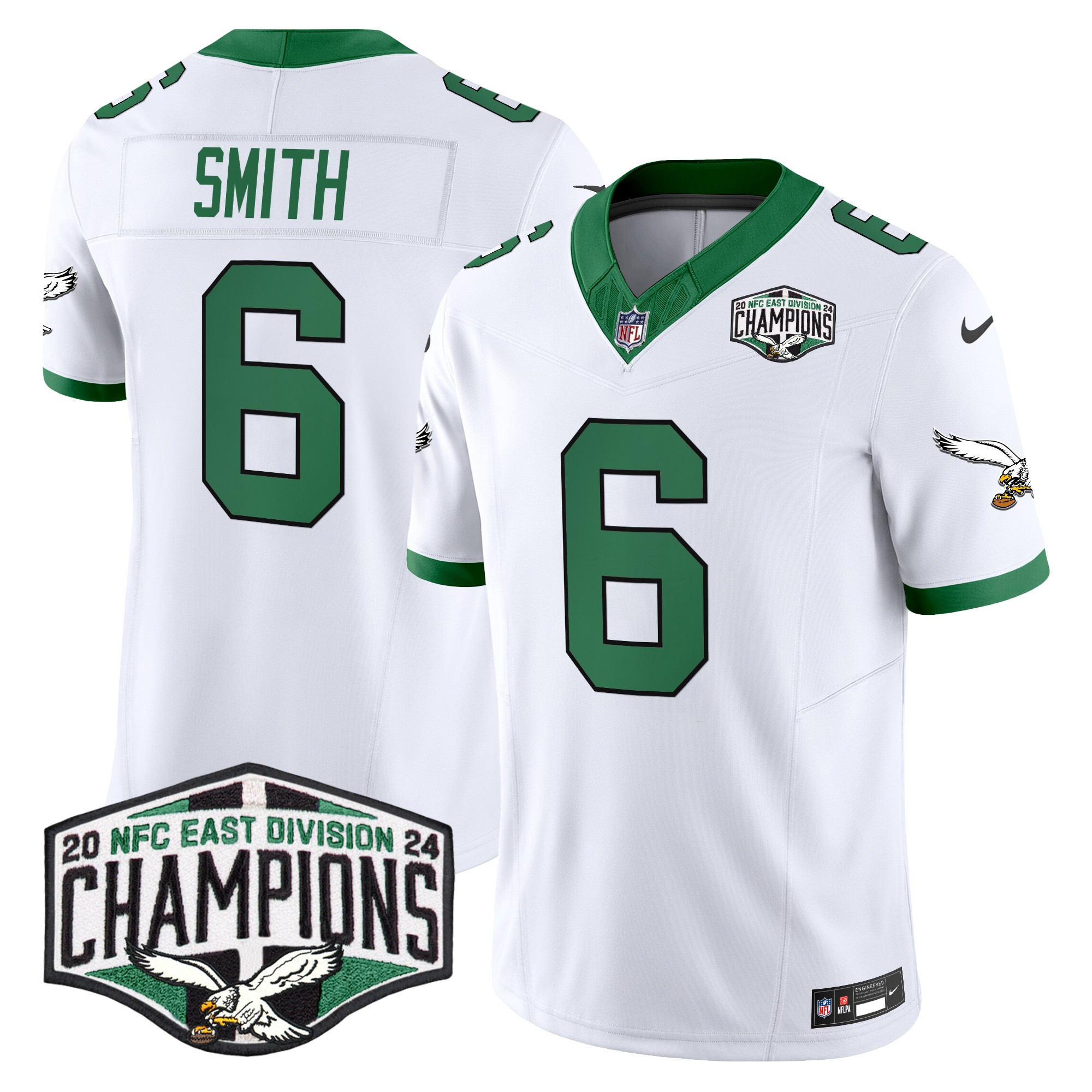 DeVonta Smith Men's Philadelphia Eagles Kelly Green 2024 NFC East Division Champions Vapor Limited Kelly White Jersey - All Stitched