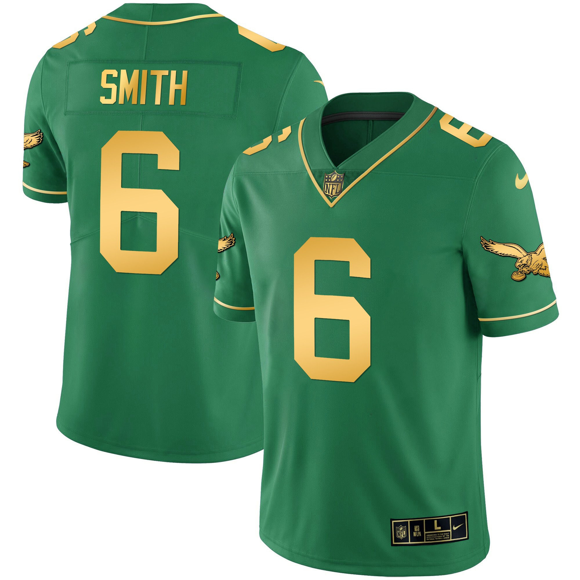 DeVonta Smith Men's Philadelphia Eagles Kelly Green Gold Kelly Gold Jersey - All Stitched