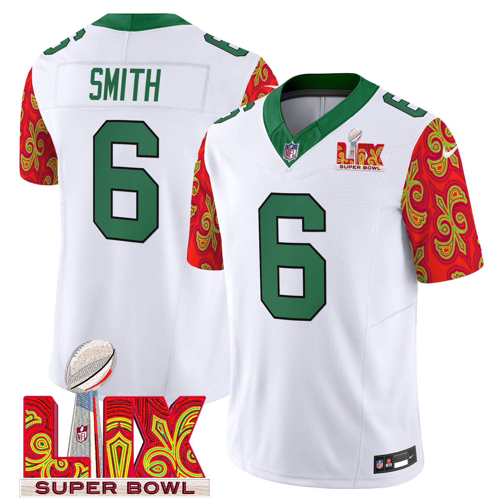 DeVonta Smith Men's Philadelphia Eagles Kelly Green Super Bowl LIX Style Vapor Limited Kelly White Jersey - All Stitched