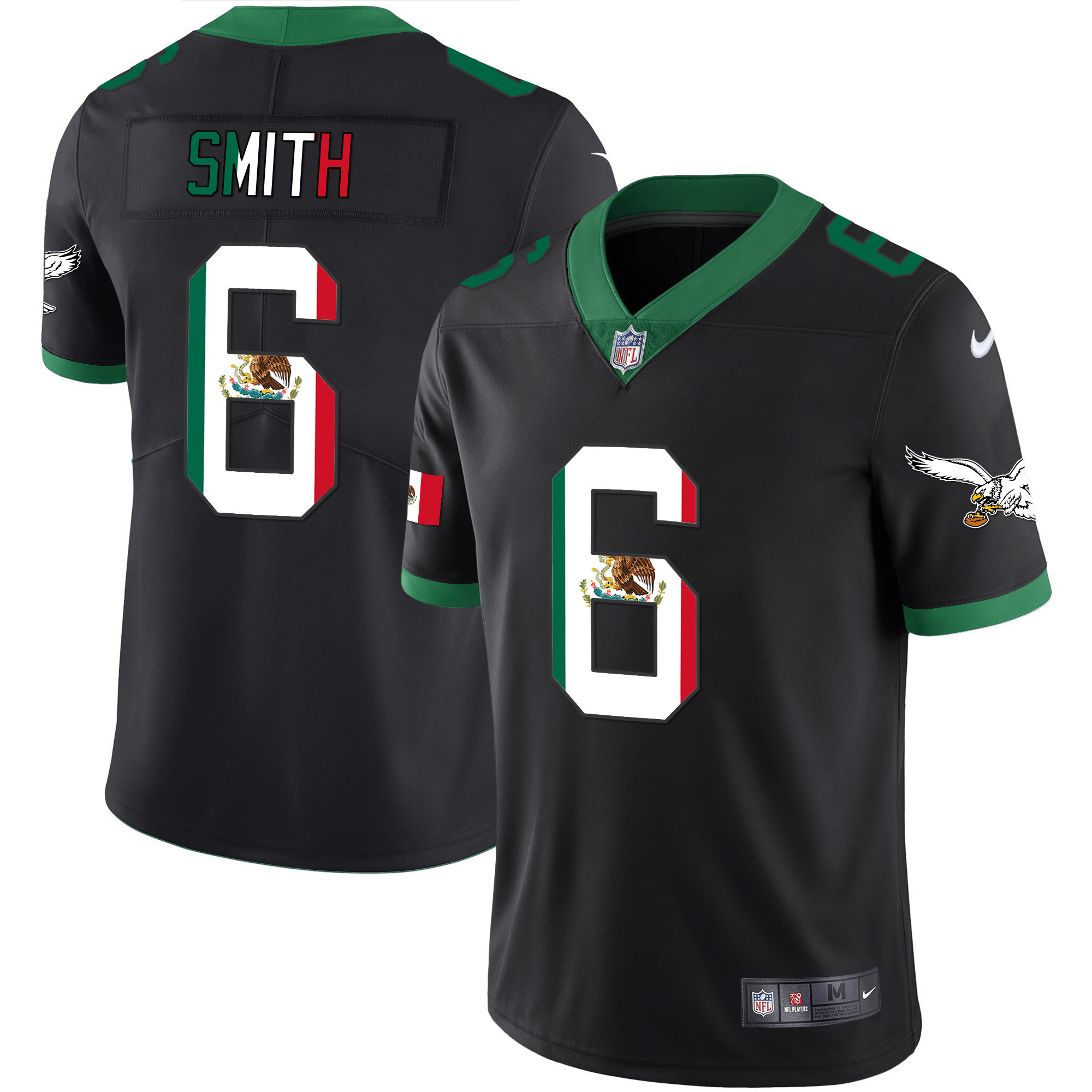 DeVonta Smith Men's Philadelphia Eagles Mexico Gold & Kelly Vapor Kelly Black Jersey - All Stitched