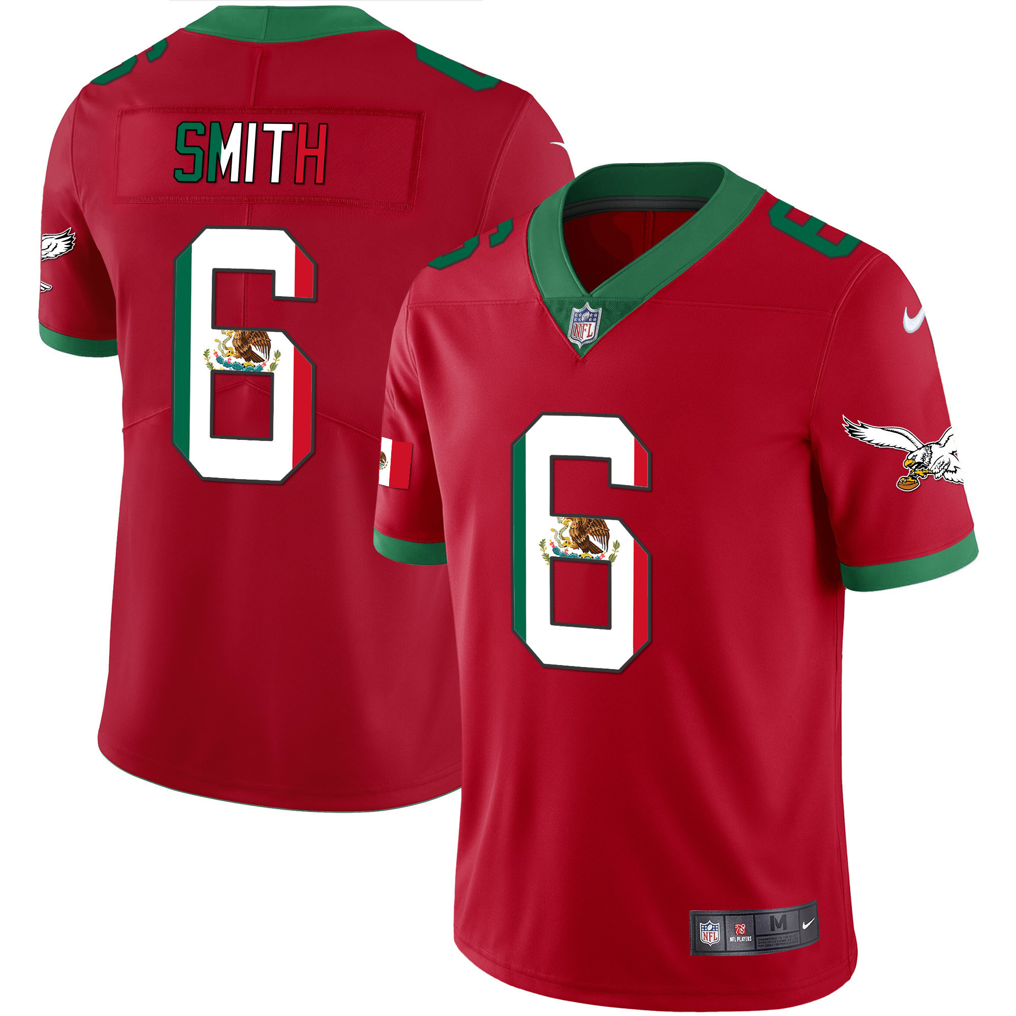 DeVonta Smith Men's Philadelphia Eagles Mexico Gold & Kelly Vapor Red Jersey - All Stitched