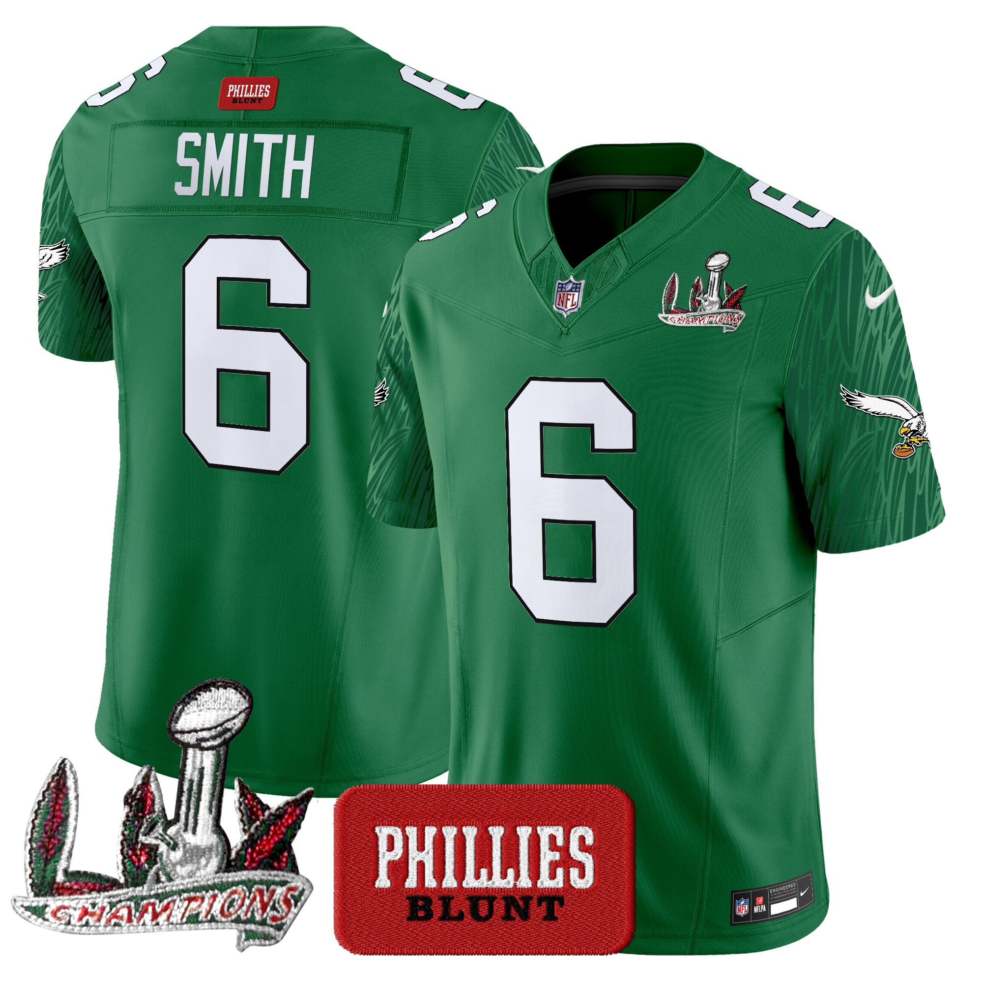 DeVonta Smith Men's Philadelphia Eagles Phillies Blunt Vapor Limited Jersey - Stitched Kelly Green Jersey - All Stitched