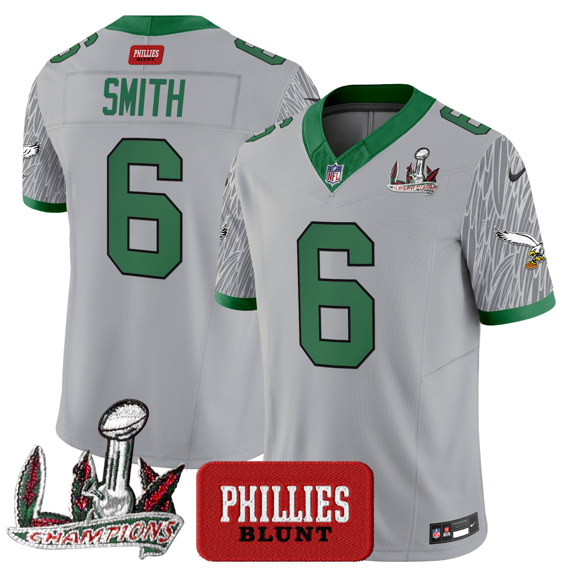 DeVonta Smith Men's Philadelphia Eagles Phillies Blunt Vapor Limited Jersey - Stitched Smoke Jersey - All Stitched