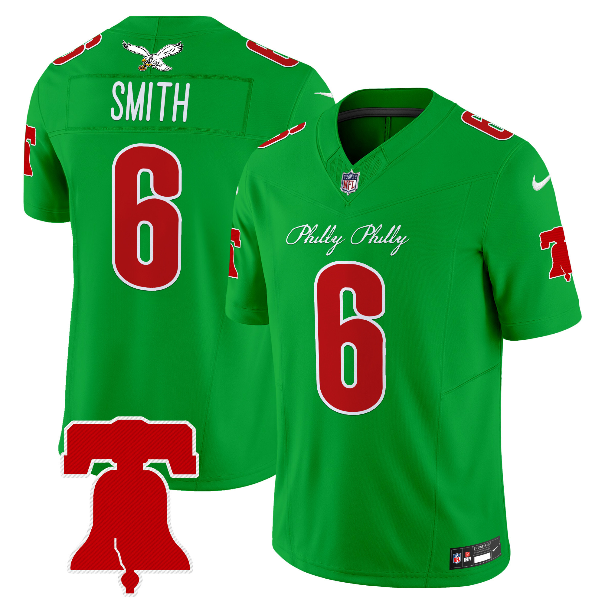 DeVonta Smith Men's Philadelphia Eagles Philly Phanatic Style Vapor Limited Kelly Green Jersey - All Stitched