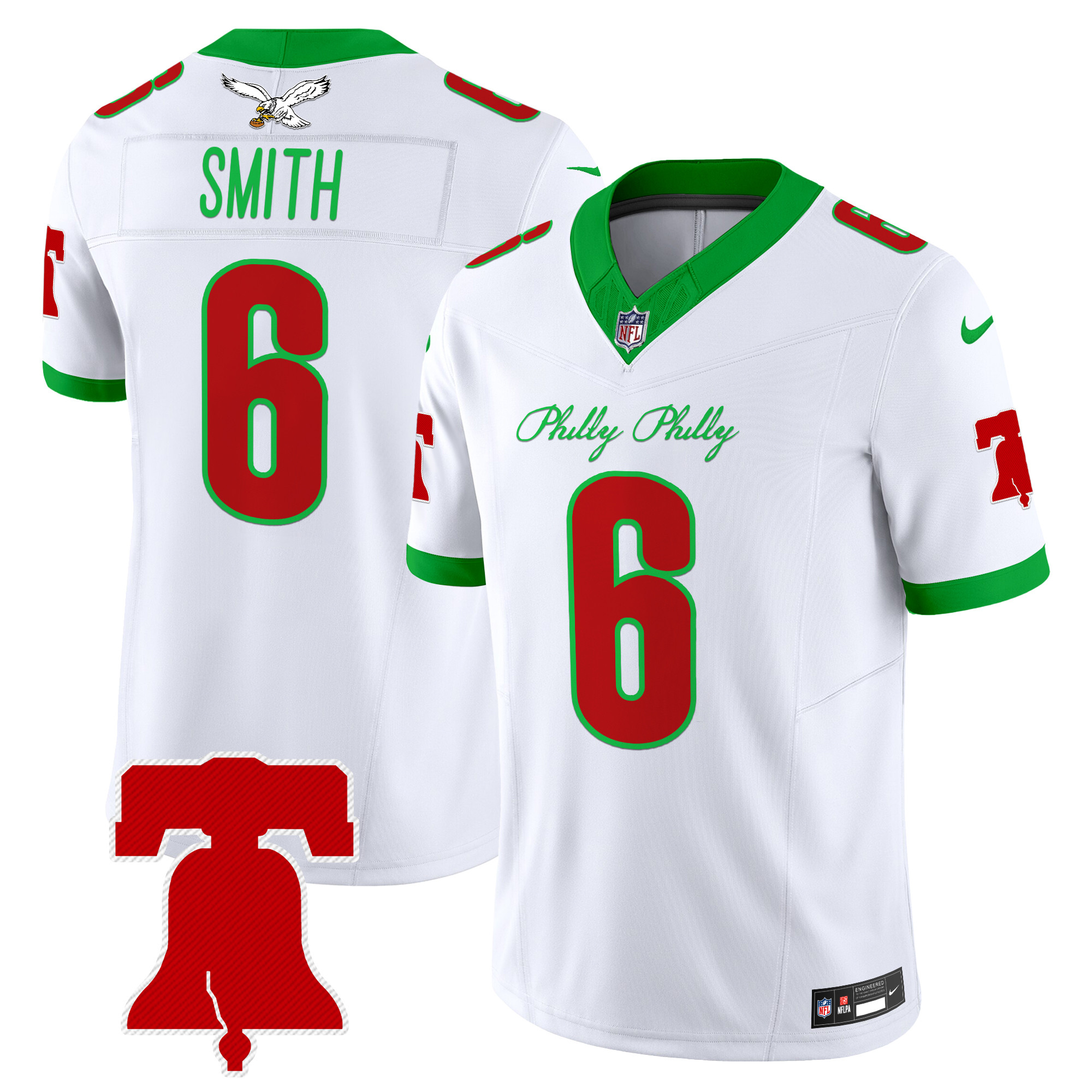 DeVonta Smith Men's Philadelphia Eagles Philly Phanatic Style Vapor Limited Kelly White Jersey - All Stitched
