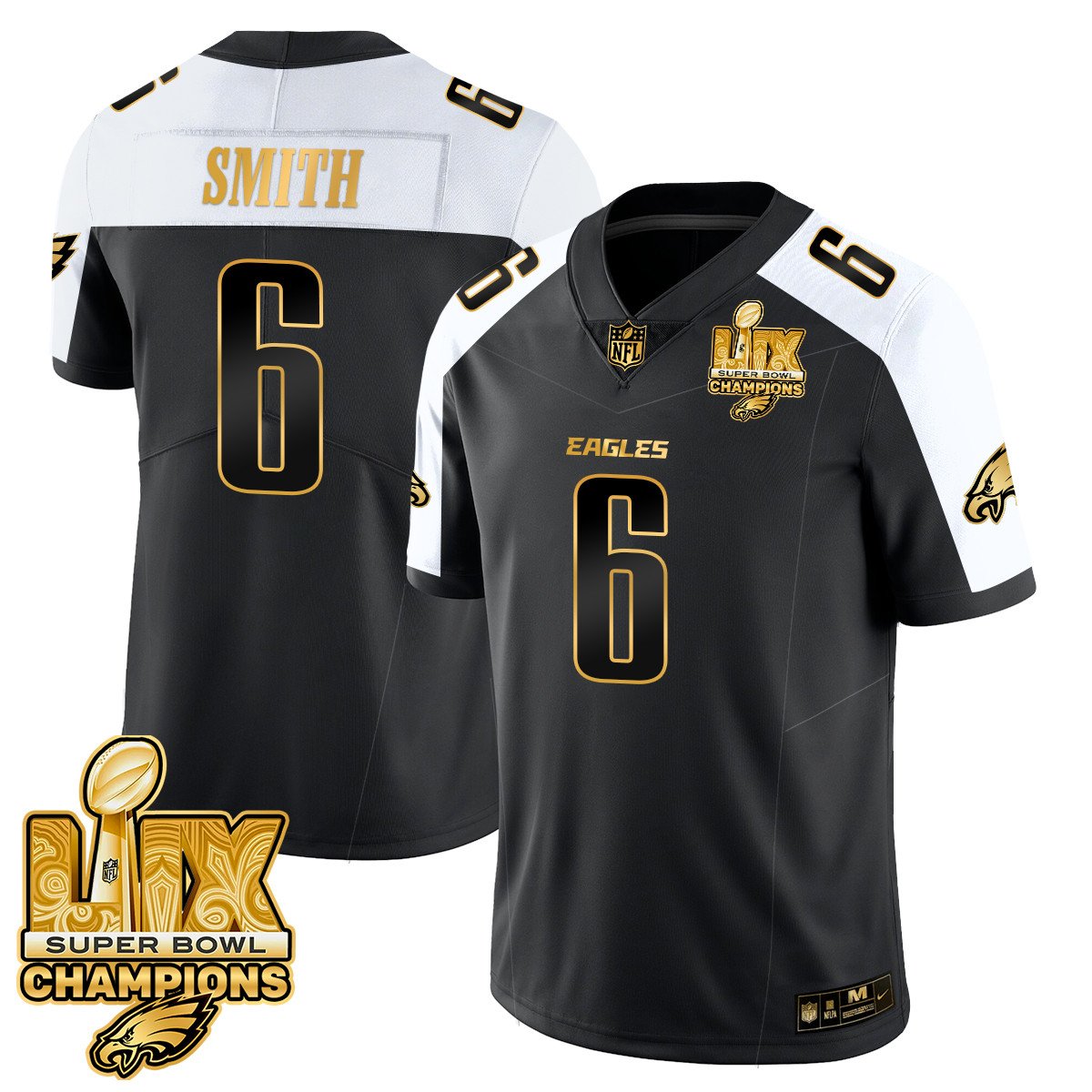 DeVonta Smith Men's Philadelphia Eagles Super Bowl LIX Champions Gold Vapor Limited Alternate Jersey - All Stitched