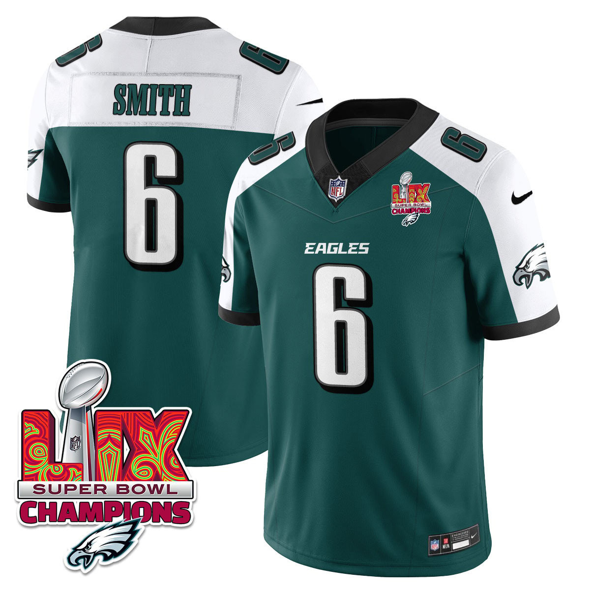 DeVonta Smith Men's Philadelphia Eagles Super Bowl LIX Champions Vapor Limited Green Alternate Jersey - All Stitched
