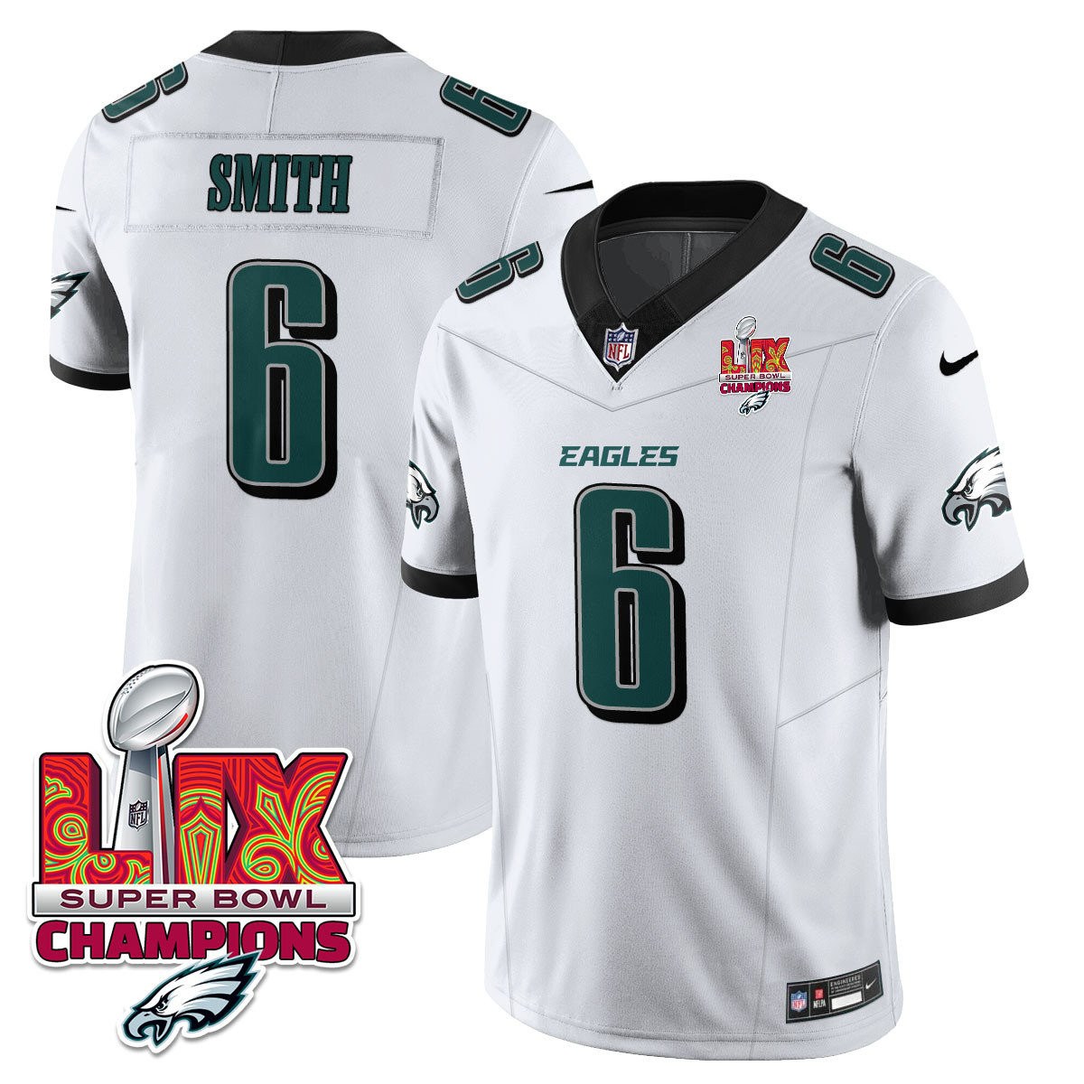 DeVonta Smith Men's Philadelphia Eagles Super Bowl LIX Champions Vapor Limited White Jersey - All Stitched