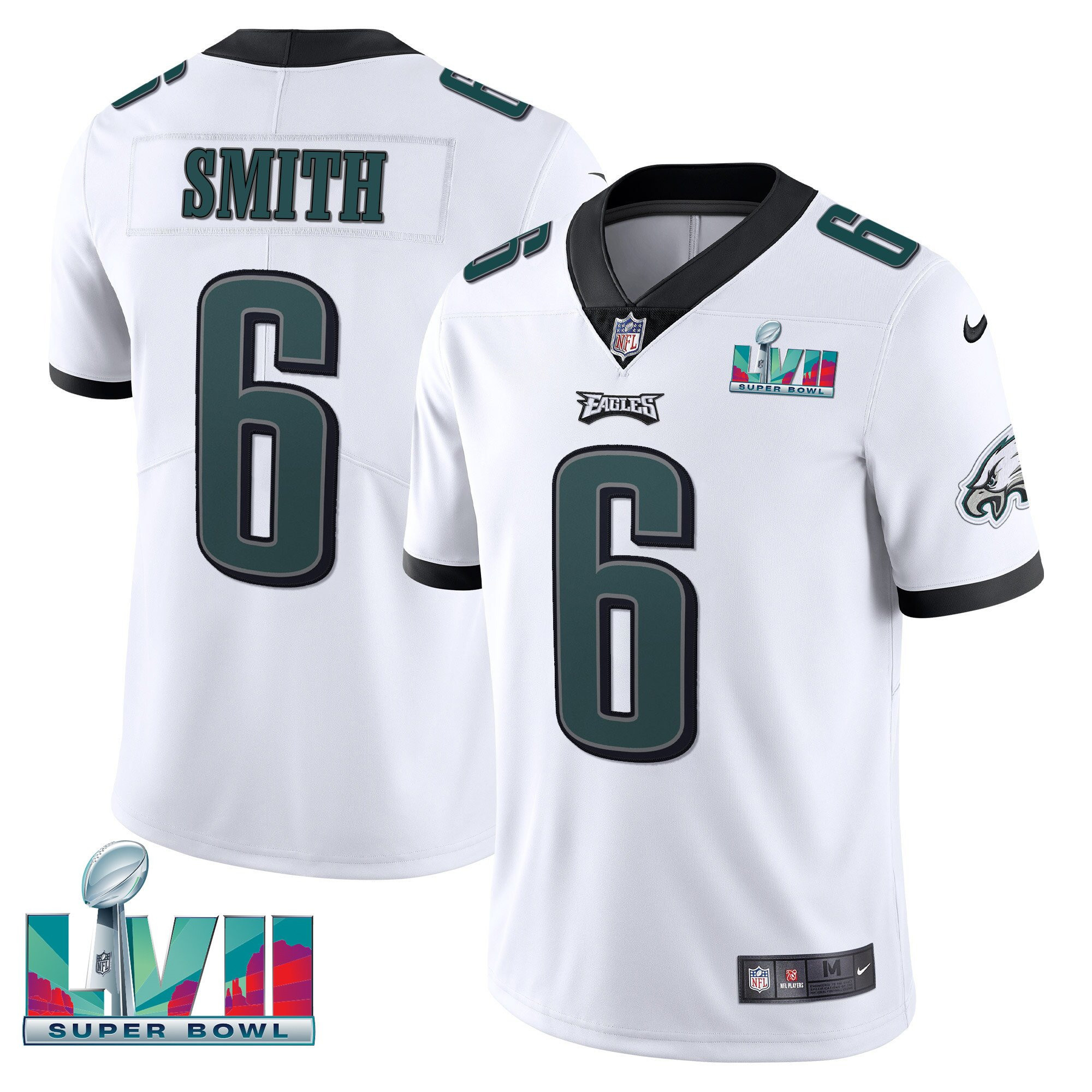 DeVonta Smith Men's Philadelphia Eagles Super Bowl Patch Vapor White Jersey - All Stitched