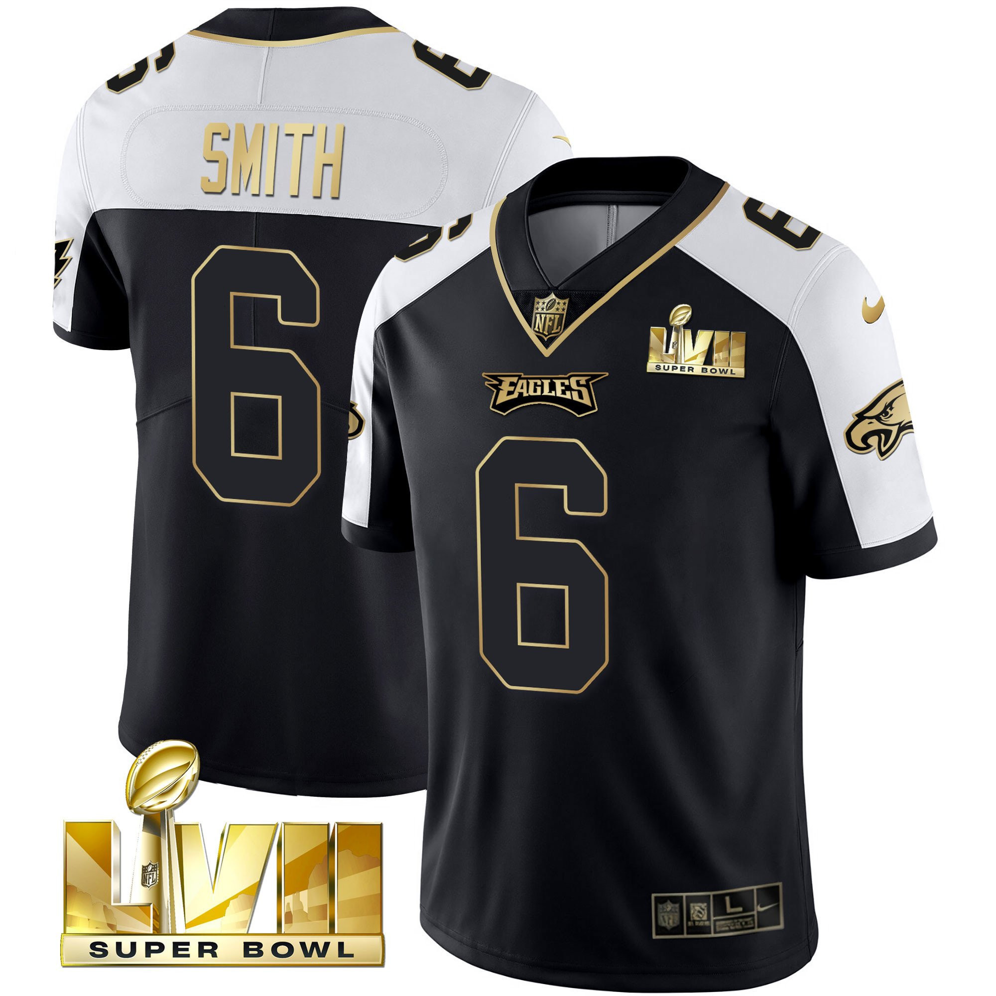 DeVonta Smith Men's Philadelphia Eagles Super Bowl Vapor Gold Alternate Jersey - All Stitched