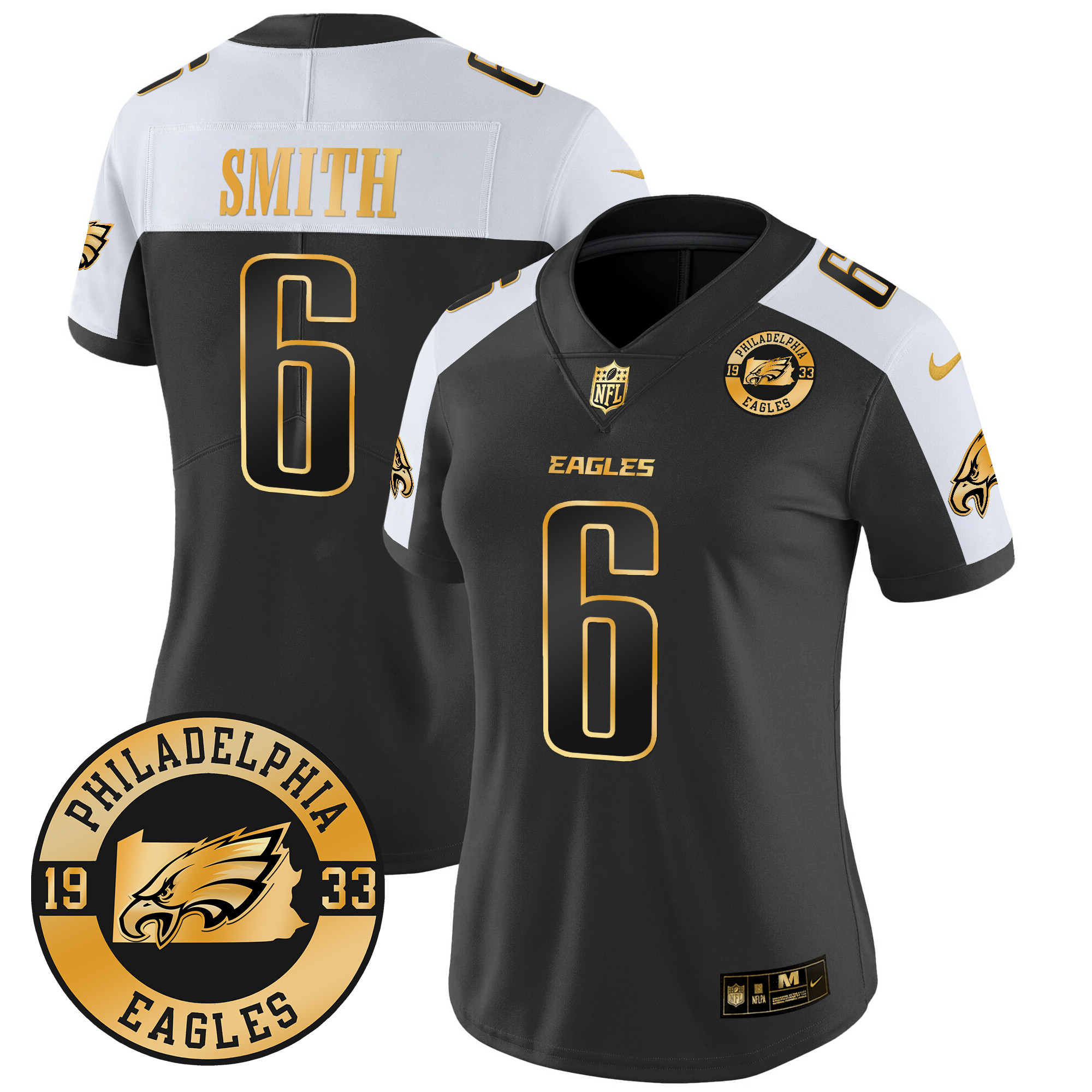 DeVonta Smith Women's Philadelphia Eagles 2024 Gold Vapor Limited Alternate Jersey - All Stitched