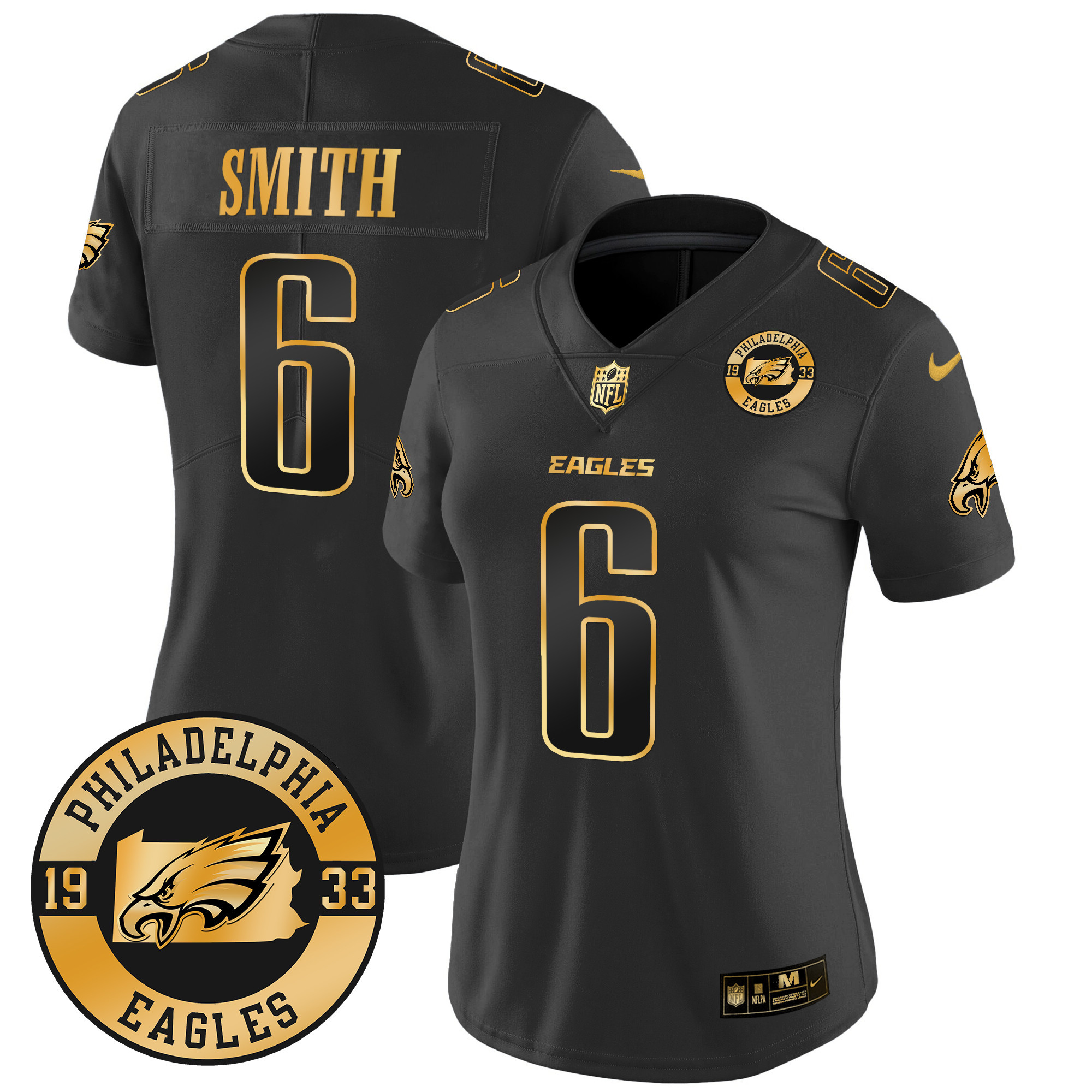 DeVonta Smith Women's Philadelphia Eagles 2024 Gold Vapor Limited Black Gold Jersey - All Stitched