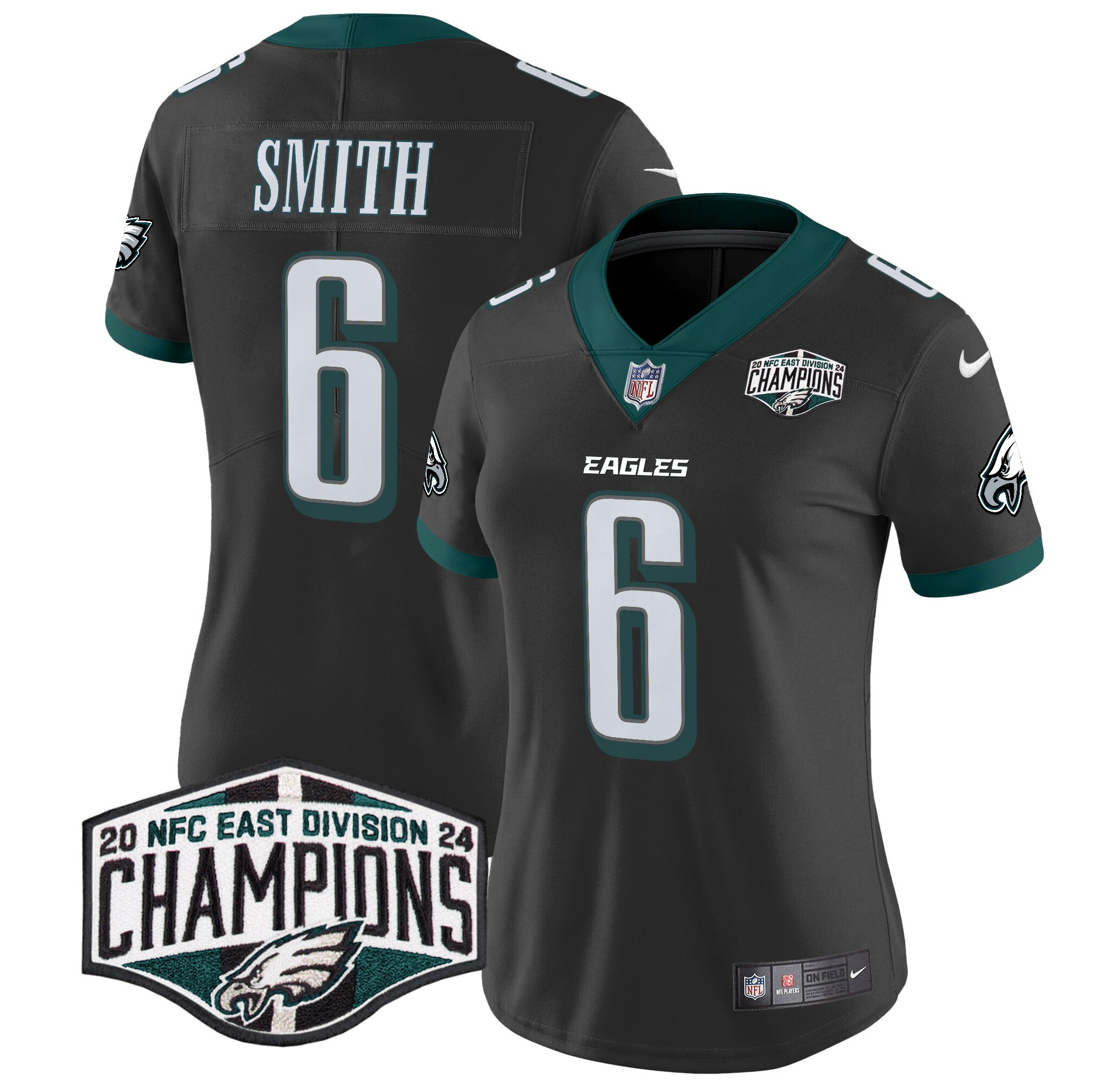DeVonta Smith Women's Philadelphia Eagles 2024 NFC East Division Champions Vapor Limited Black Jersey - All Stitched