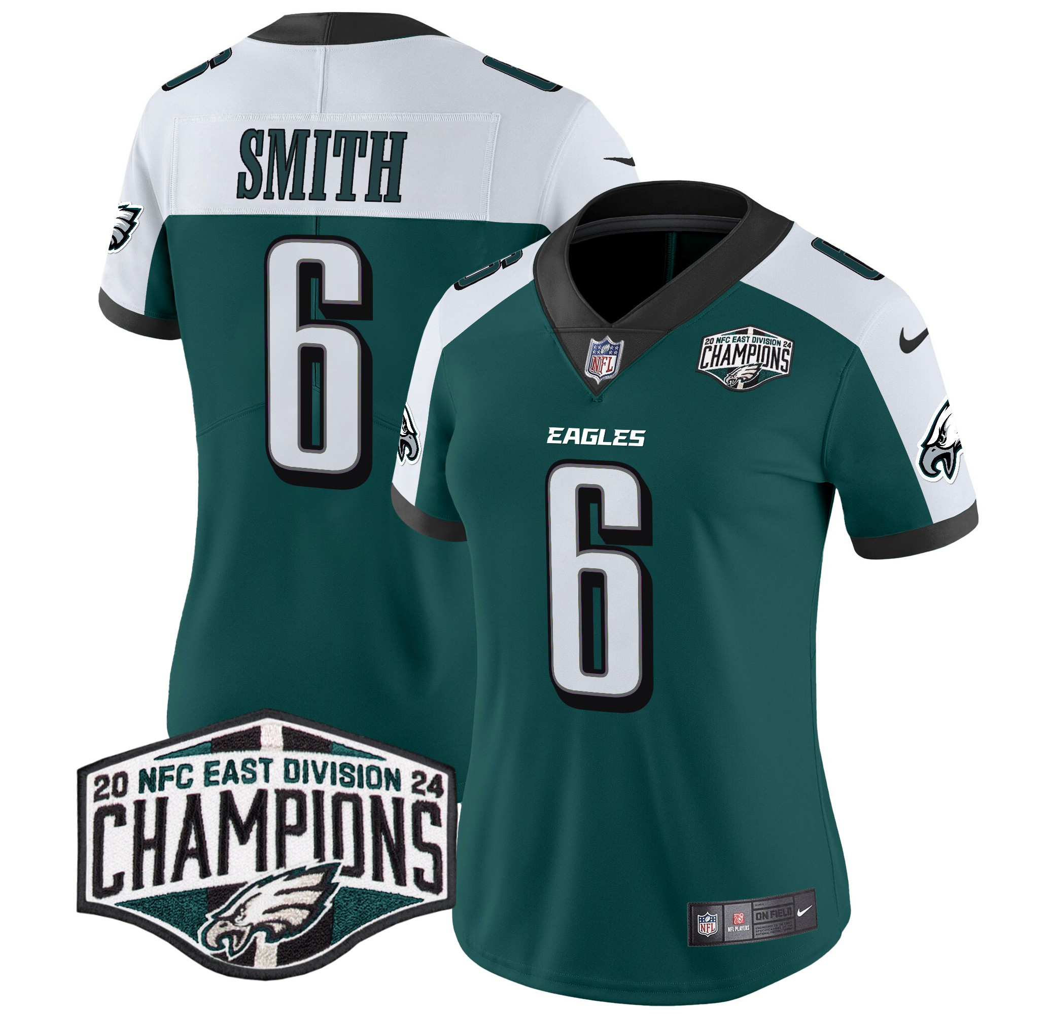 DeVonta Smith Women's Philadelphia Eagles 2024 NFC East Division Champions Vapor Limited Green Alternate Jersey - All Stitched