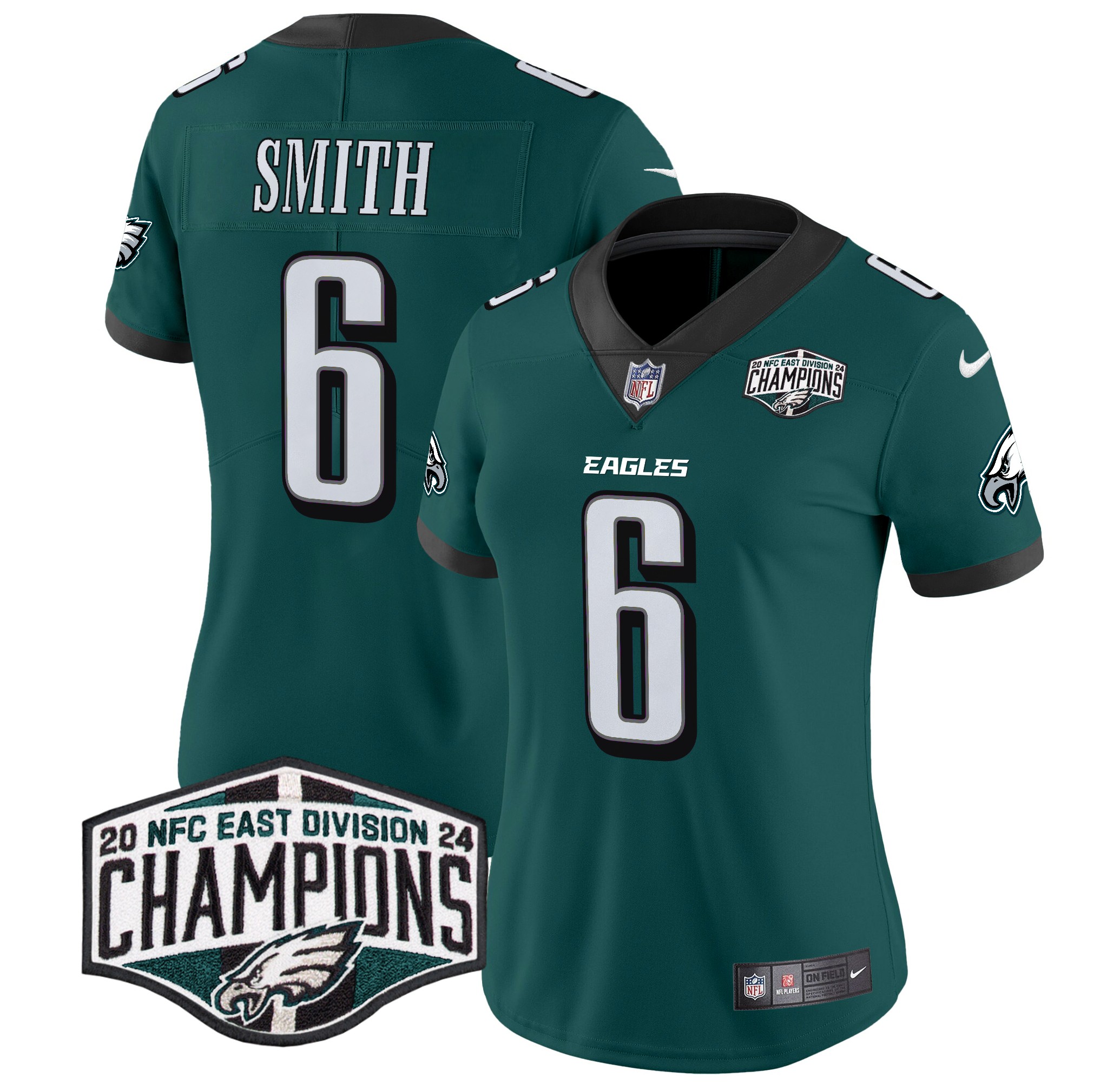 DeVonta Smith Women's Philadelphia Eagles 2024 NFC East Division Champions Vapor Limited Midnight Green Jersey - All Stitched