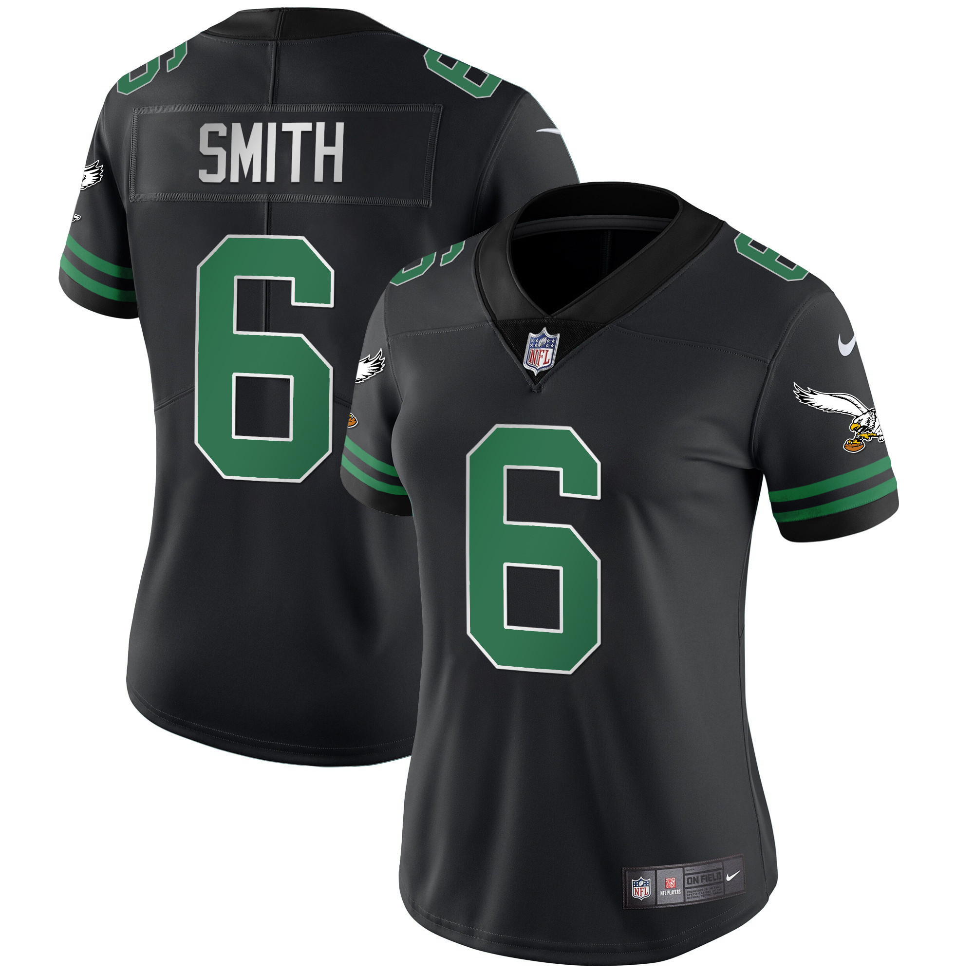 DeVonta Smith Women's Philadelphia Eagles Gold & Kelly Vapor Kelly Black Jersey - All Stitched