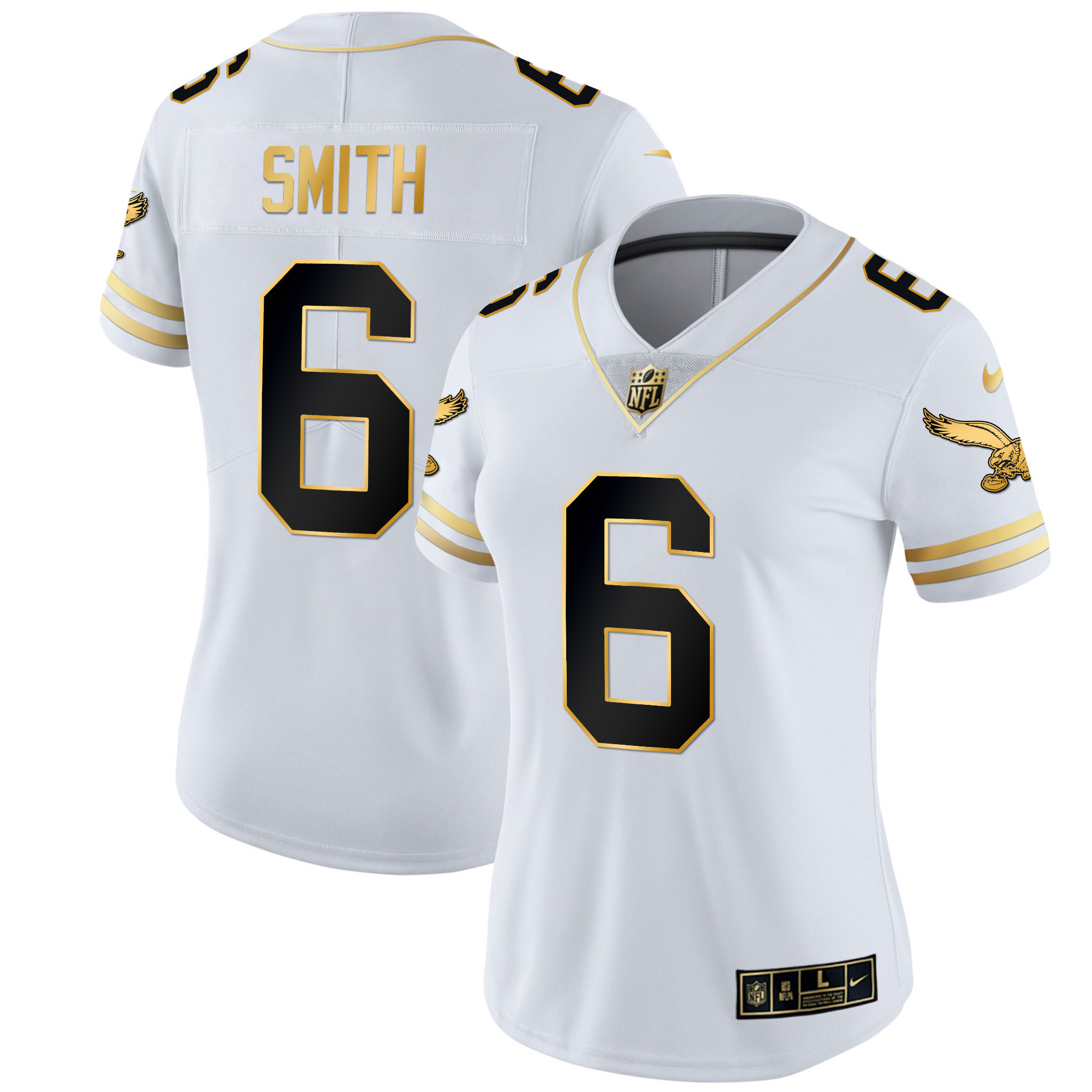 DeVonta Smith Women's Philadelphia Eagles Gold & Kelly Vapor White Gold Jersey - All Stitched