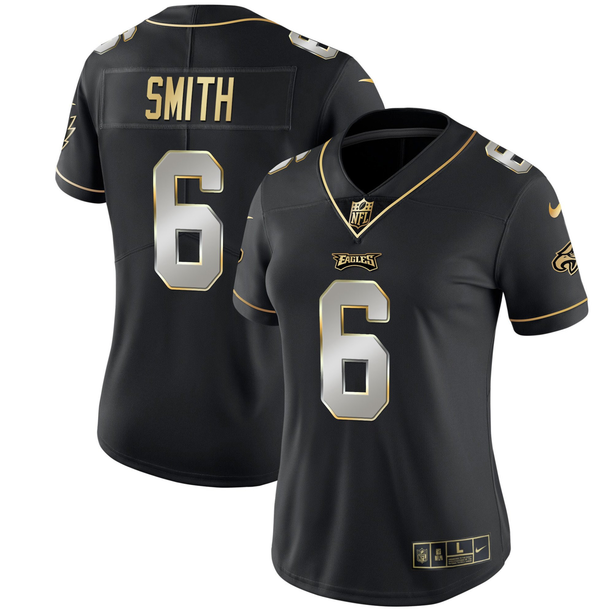 DeVonta Smith Women's Philadelphia Eagles Gold & Split Vapor - All Stitched Black Limited Jersey - All Stitched
