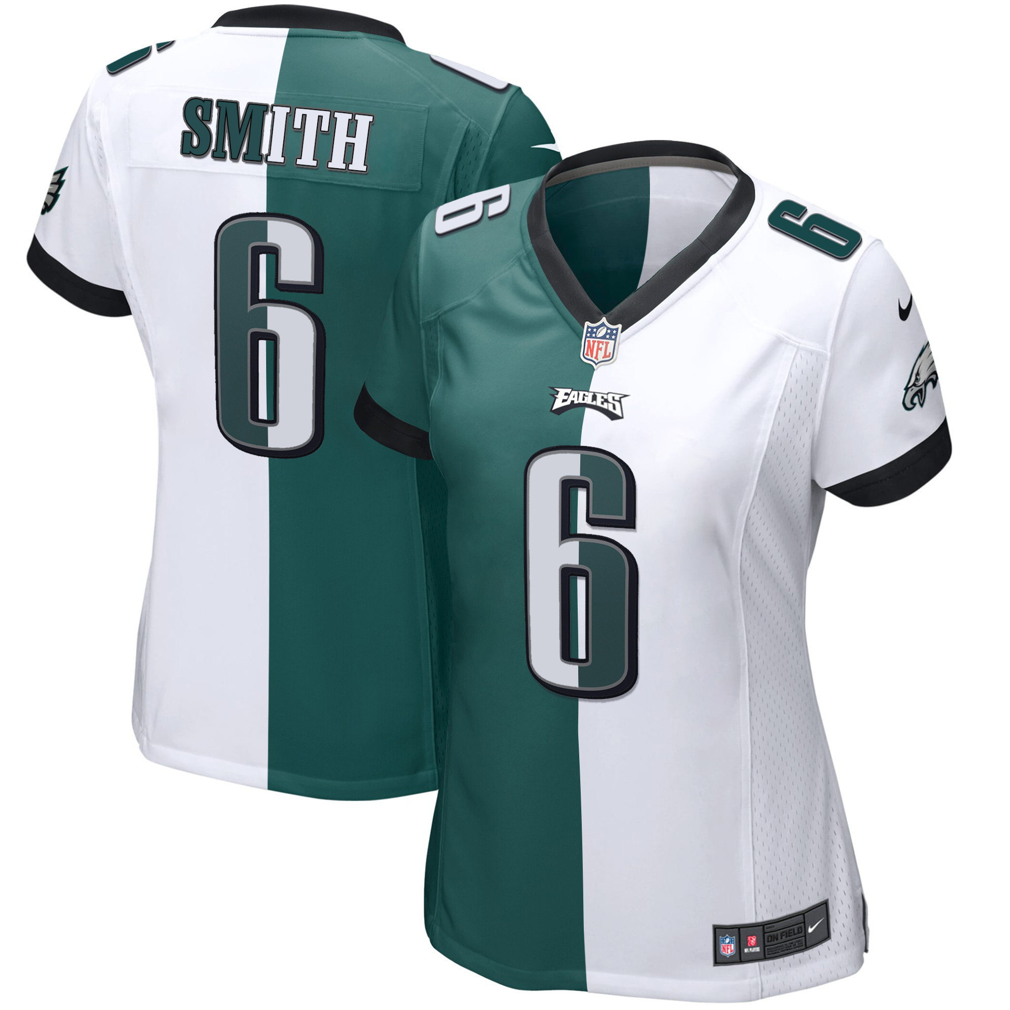 DeVonta Smith Women's Philadelphia Eagles Gold & Split Vapor - All Stitched Split Jersey - All Stitched