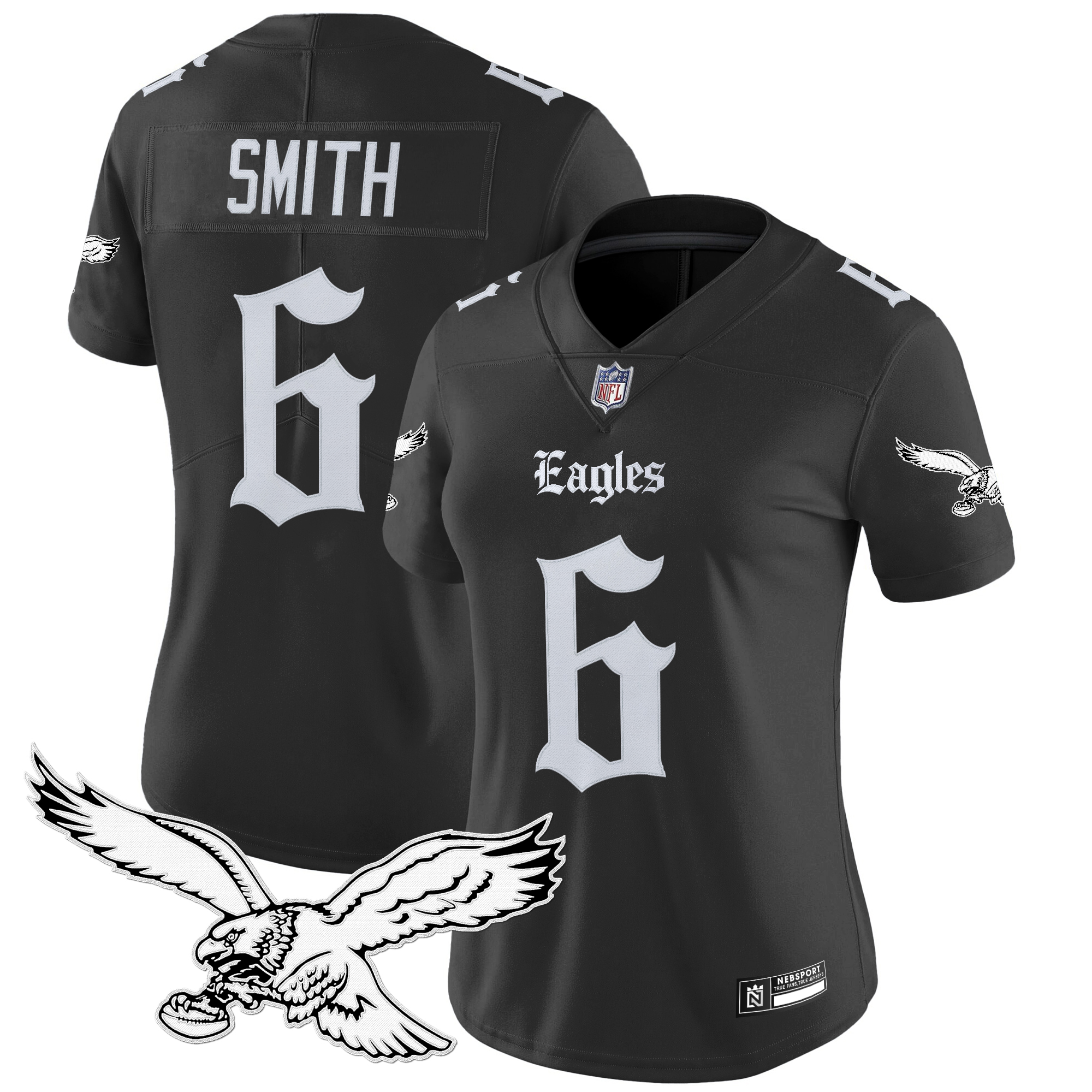 DeVonta Smith Women's Philadelphia Eagles 'Gothic Philly Edition' Vapor Limited Black Jersey - All Stitched