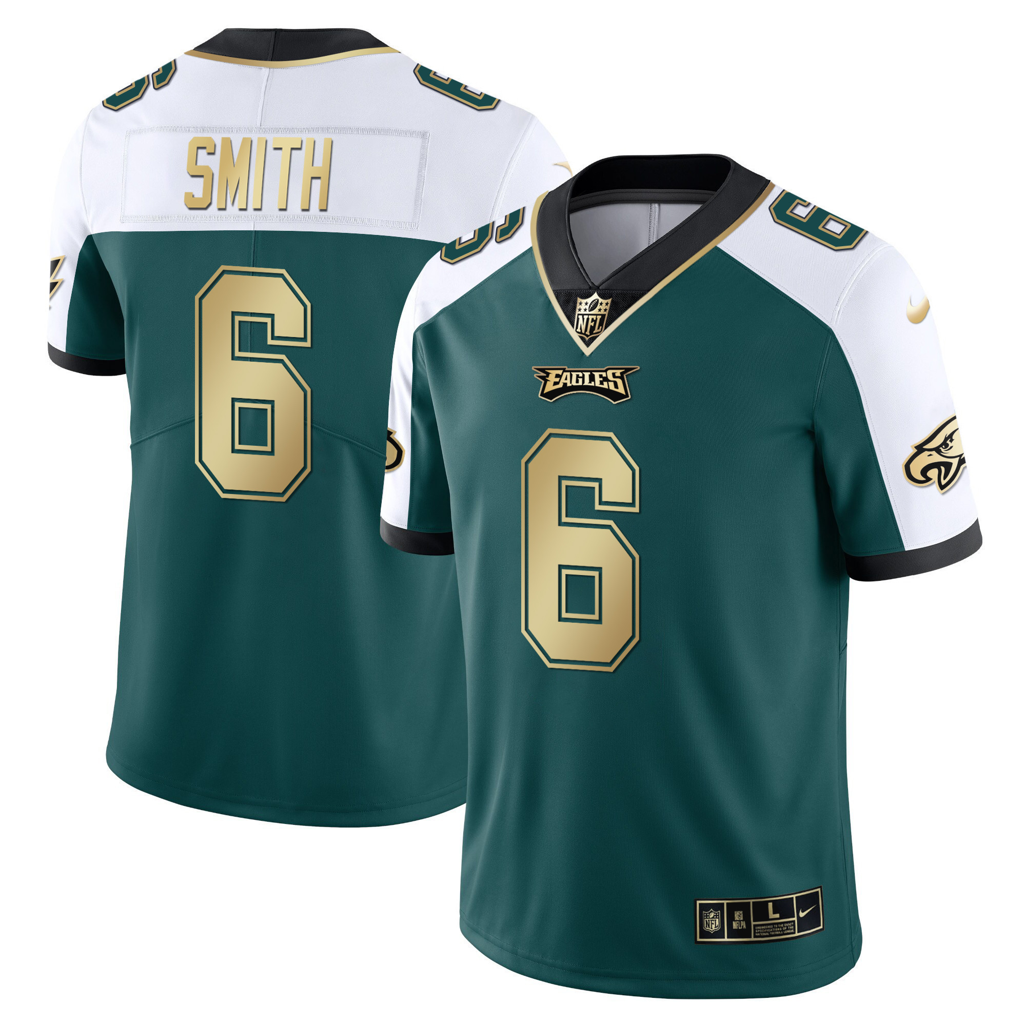 DeVonta Smith Youth's Philadelphia Eagles Gold & Split Vapor - All Stitched Alternate Green Jersey - All Stitched