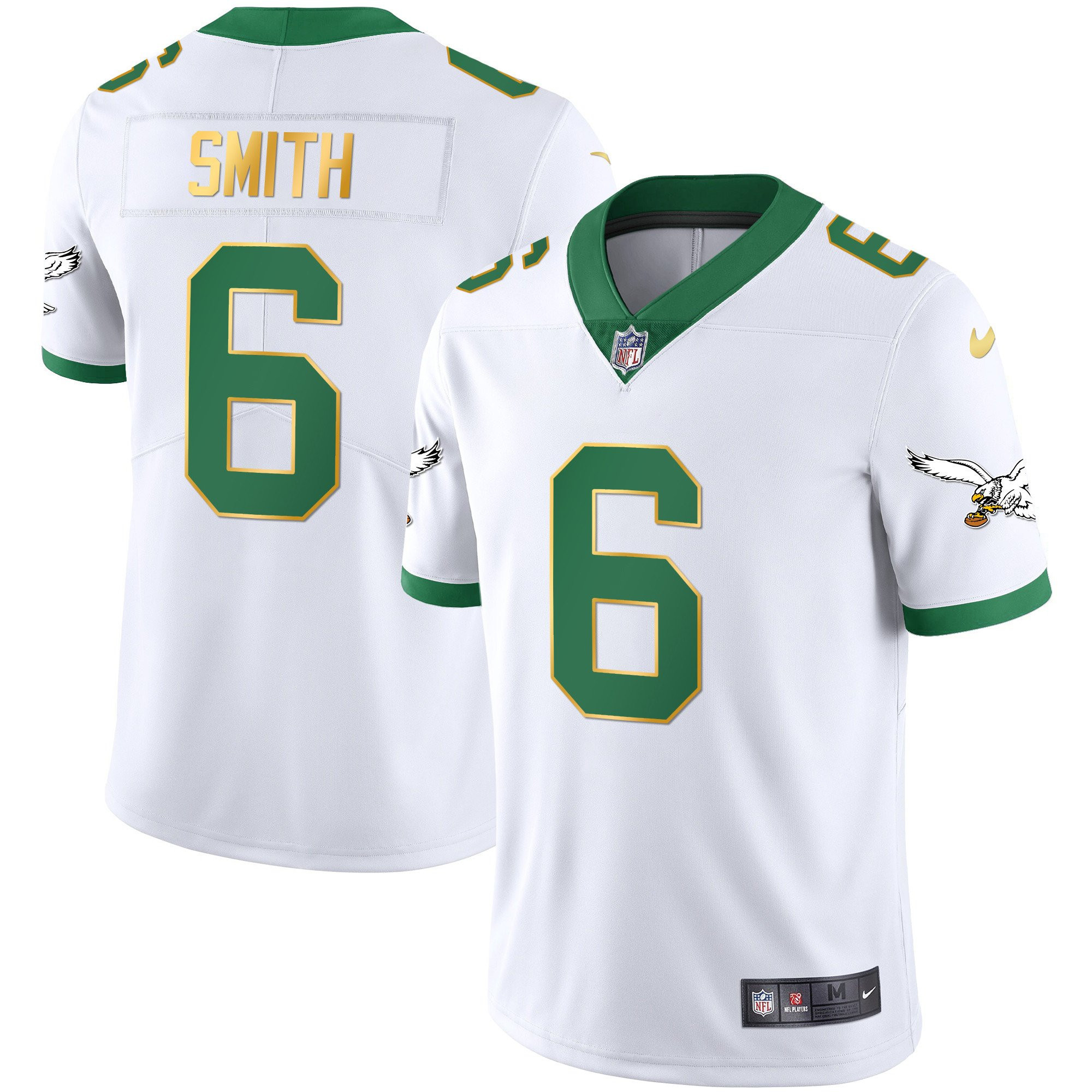 DeVonta Smith Youth's Philadelphia Eagles Kelly Green Gold White Gold Trim Jersey - All Stitched