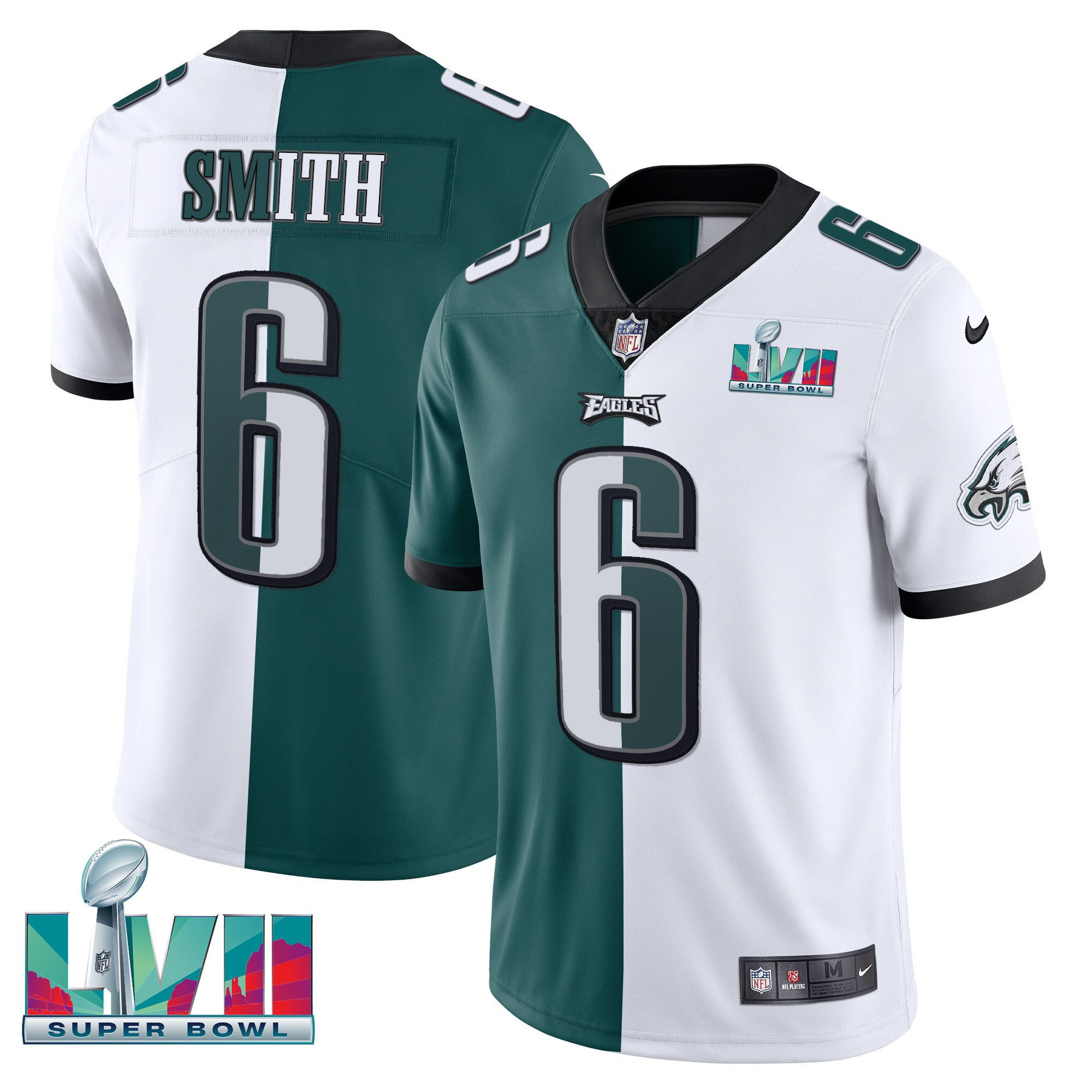 DeVonta Smith Youth's Philadelphia Eagles Super Bowl Patch Vapor Split Jersey - All Stitched