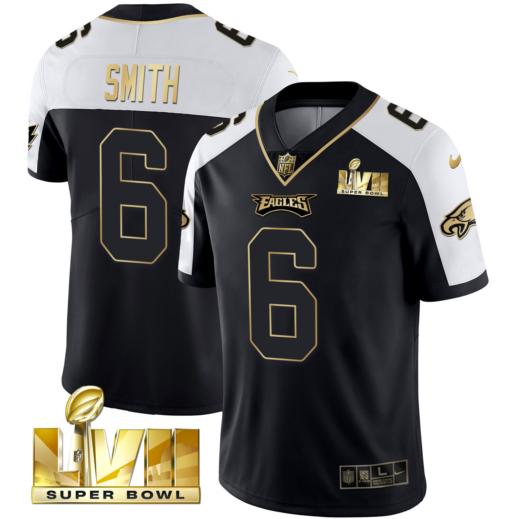 DeVonta Smith Youth's Philadelphia Eagles Super Bowl Vapor Gold Alternate Jersey - All Stitched