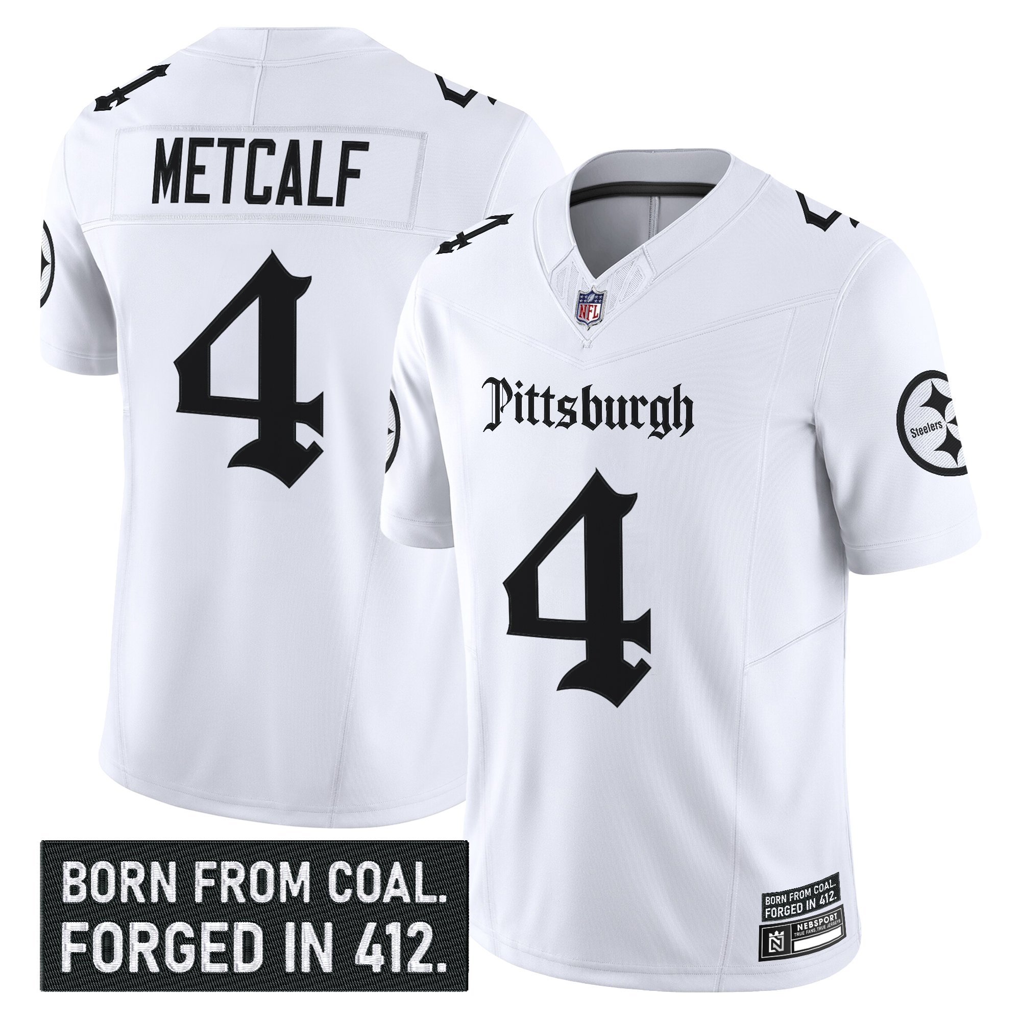 DK Metcalf Men's Pittsburgh Steelers 'Gothic Steel City Edition' Vapor Limited White Jersey - All Stitched