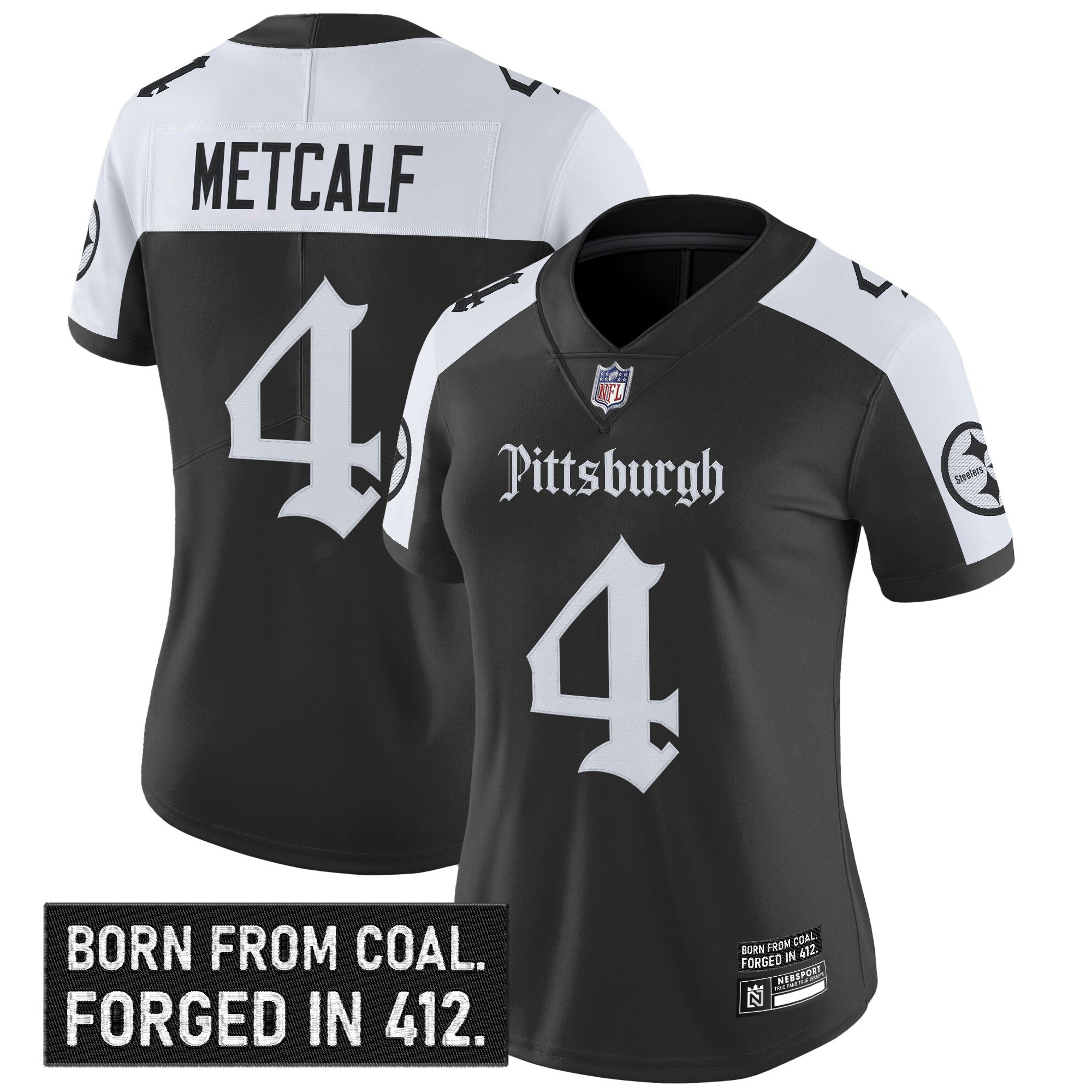 DK Metcalf Women's Pittsburgh Steelers 'Gothic Steel City Edition' Vapor Limited Alternate Jersey - All Stitched