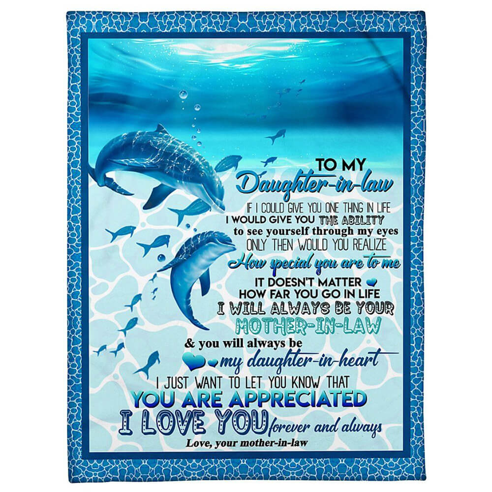 Dolphin Blanket Giving Daughter-In-Law How Special You Are To Me Fleece Quilt Blanket - TopBestClothing