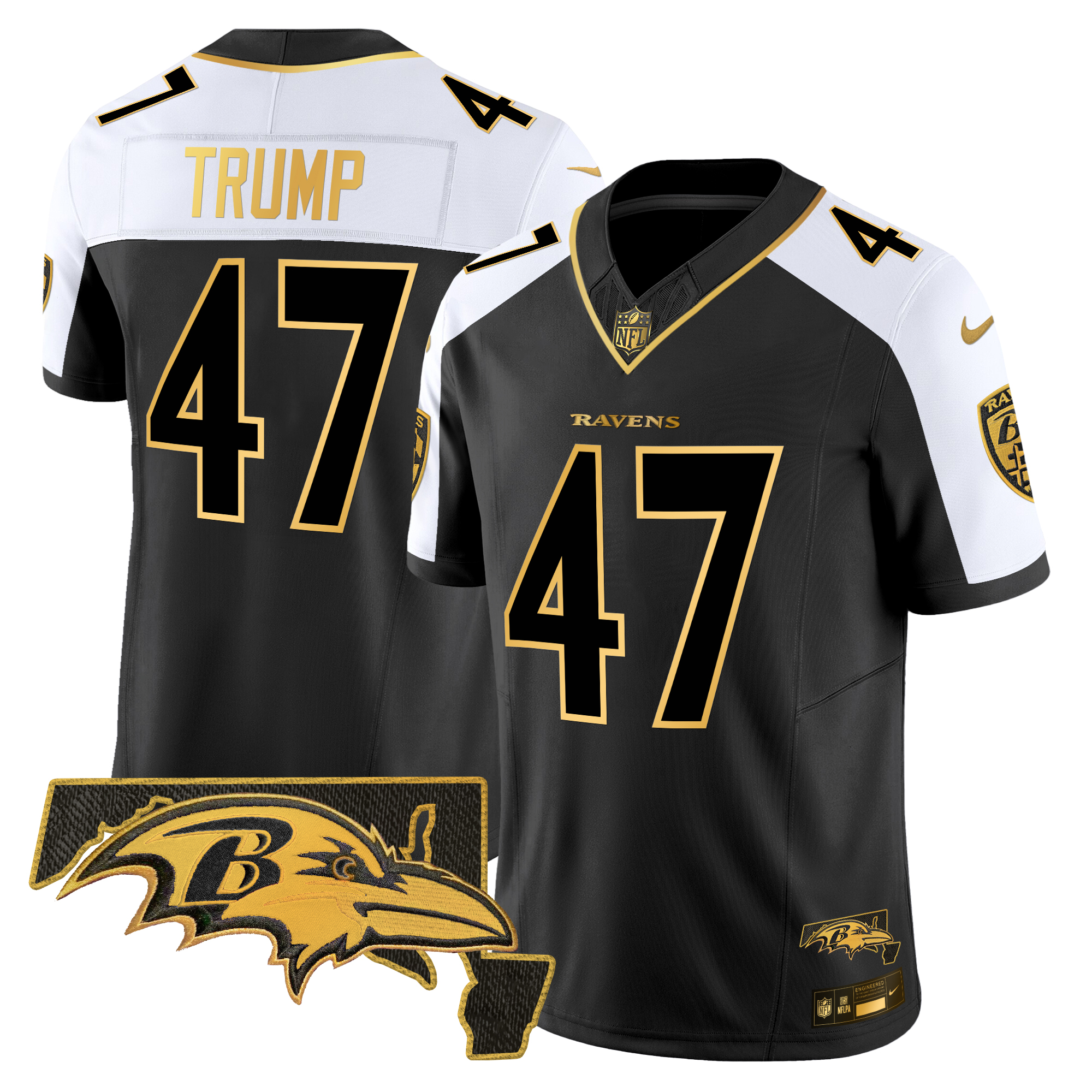 Donald Trump Men's Baltimore Ravens 2024 Gold Vapor Limited Alternate Jersey - All Stitched