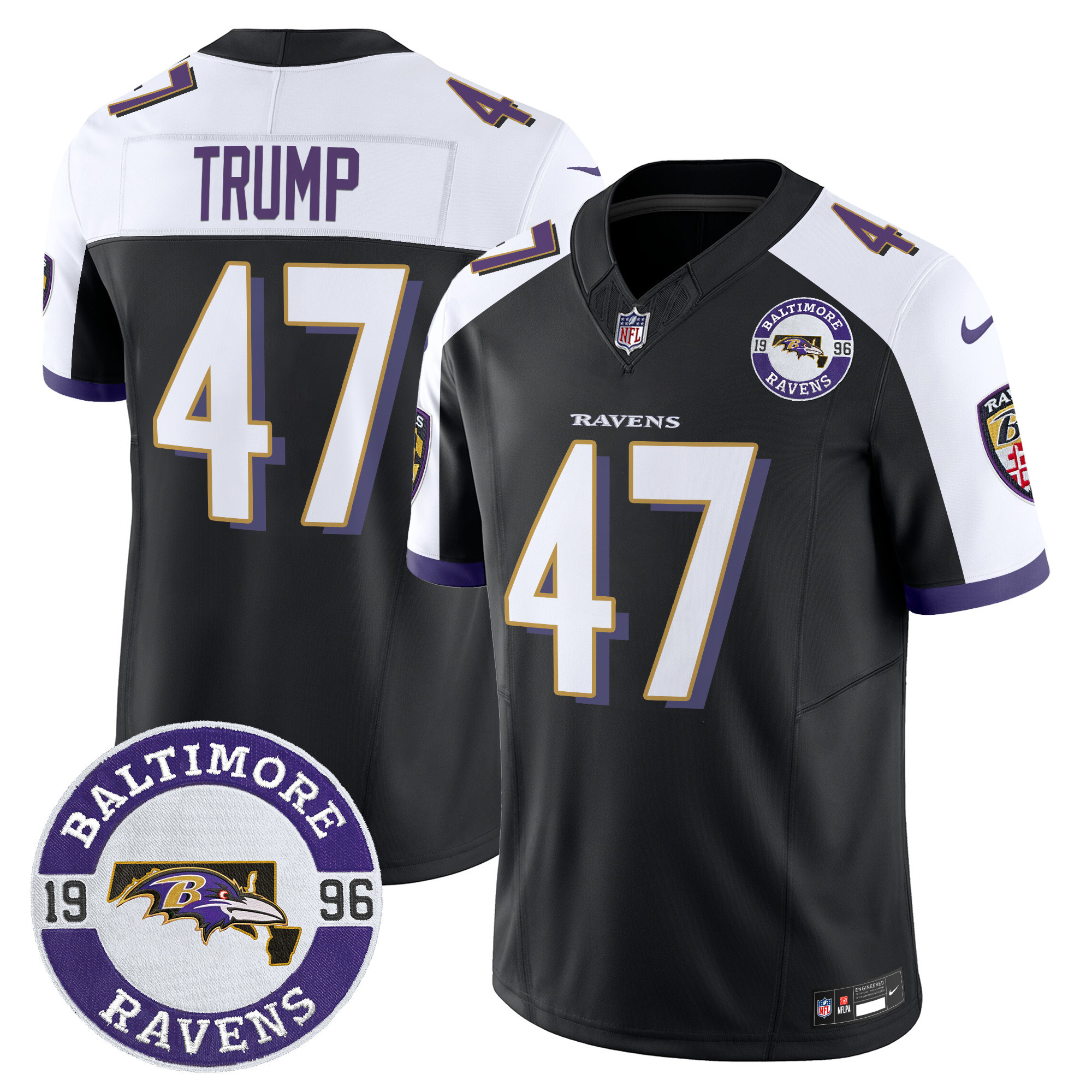 Donald Trump Men's Baltimore Ravens 2024 Vapor Limited Black Alternate Jersey - All Stitched