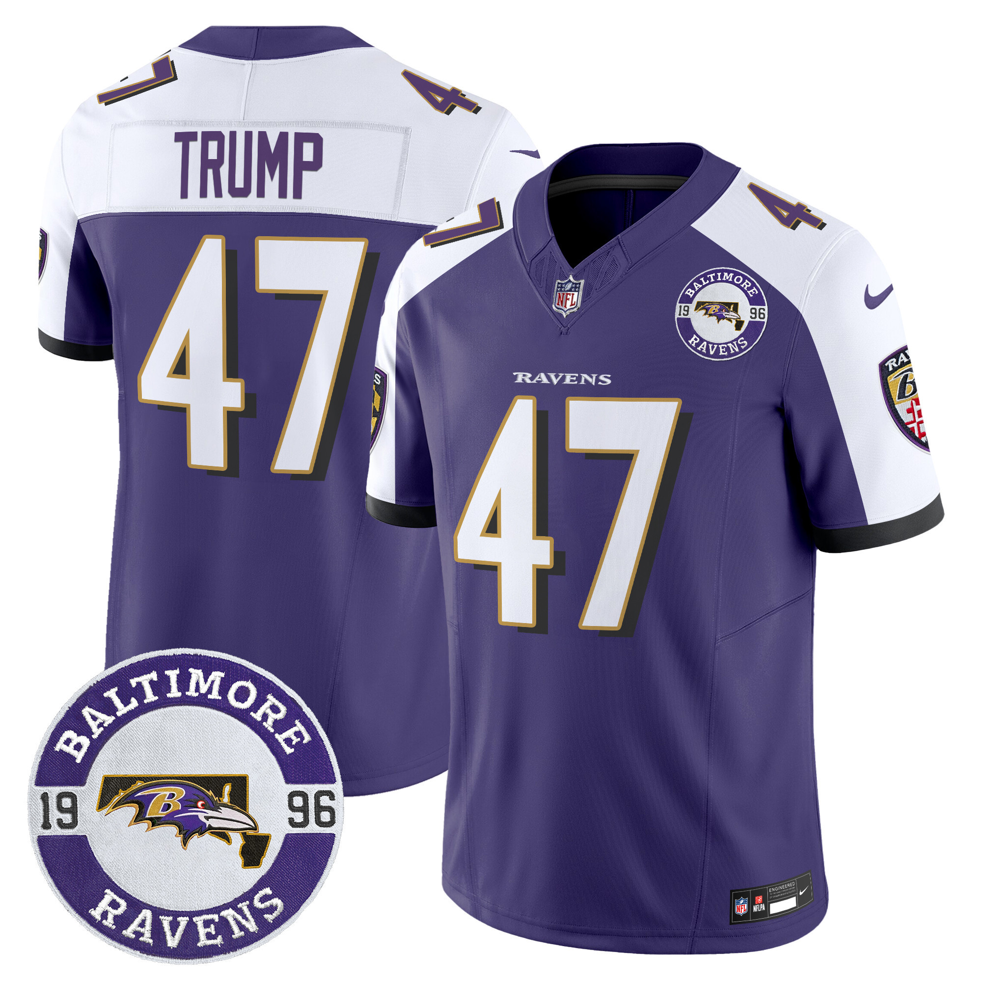 Donald Trump Men's Baltimore Ravens 2024 Vapor Limited Purple Alternate Jersey - All Stitched