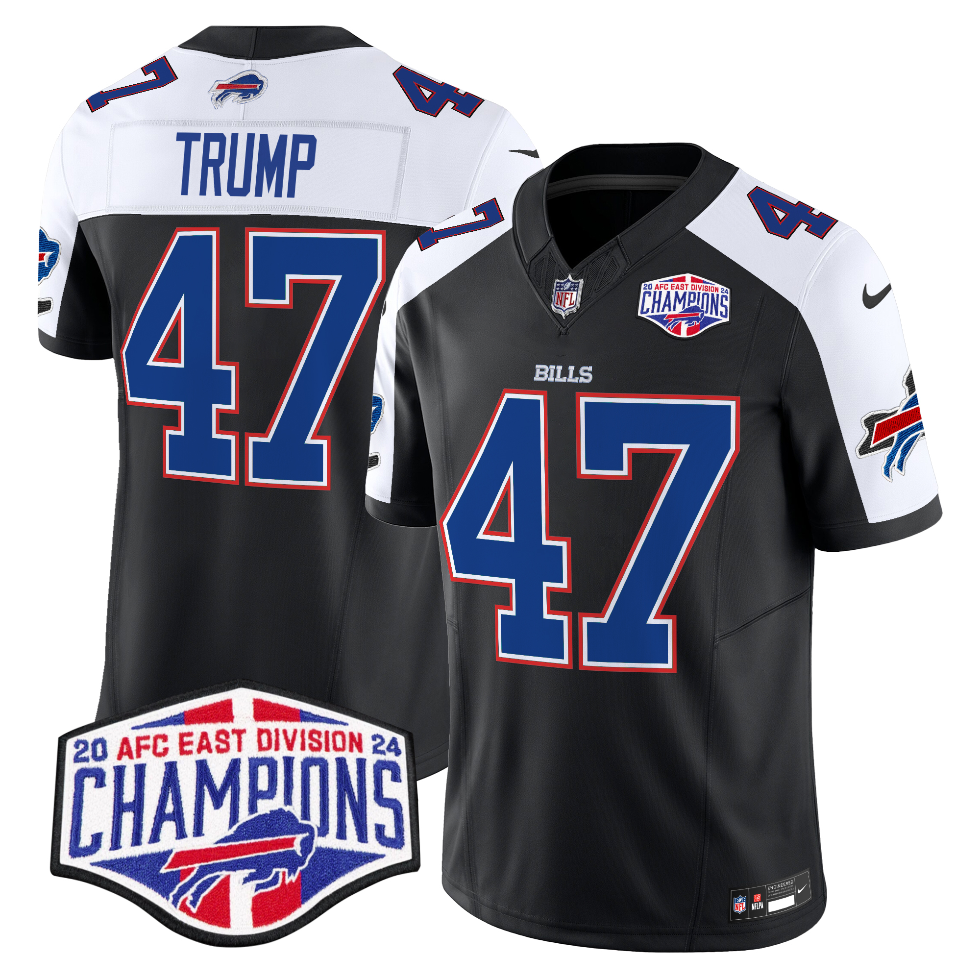 Donald Trump Men's Buffalo Bills 2024 AFC East Division Champions Vapor Limited Black Alternate Jersey - All Stitched