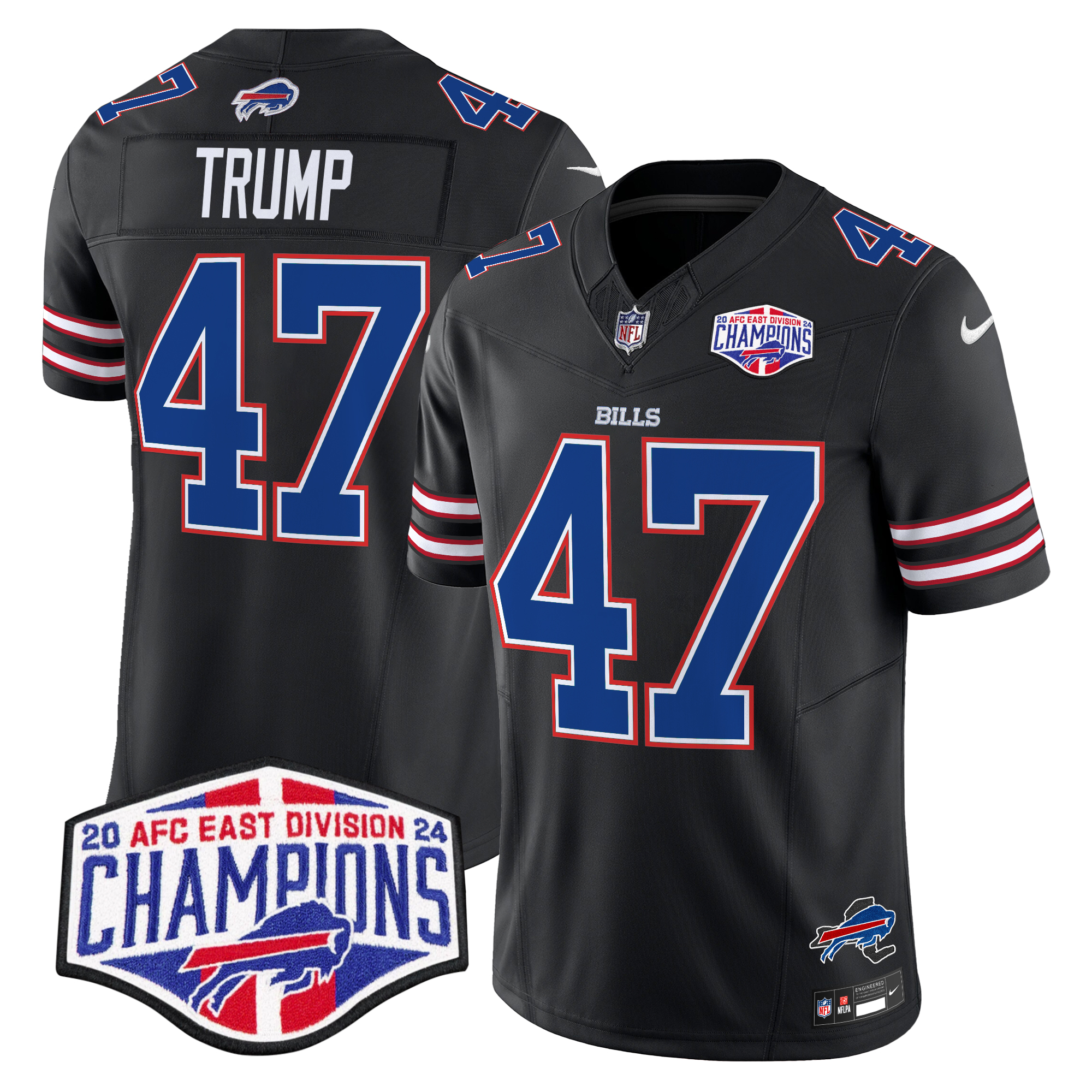 Donald Trump Men's Buffalo Bills 2024 AFC East Division Champions Vapor Limited Black Jersey - All Stitched