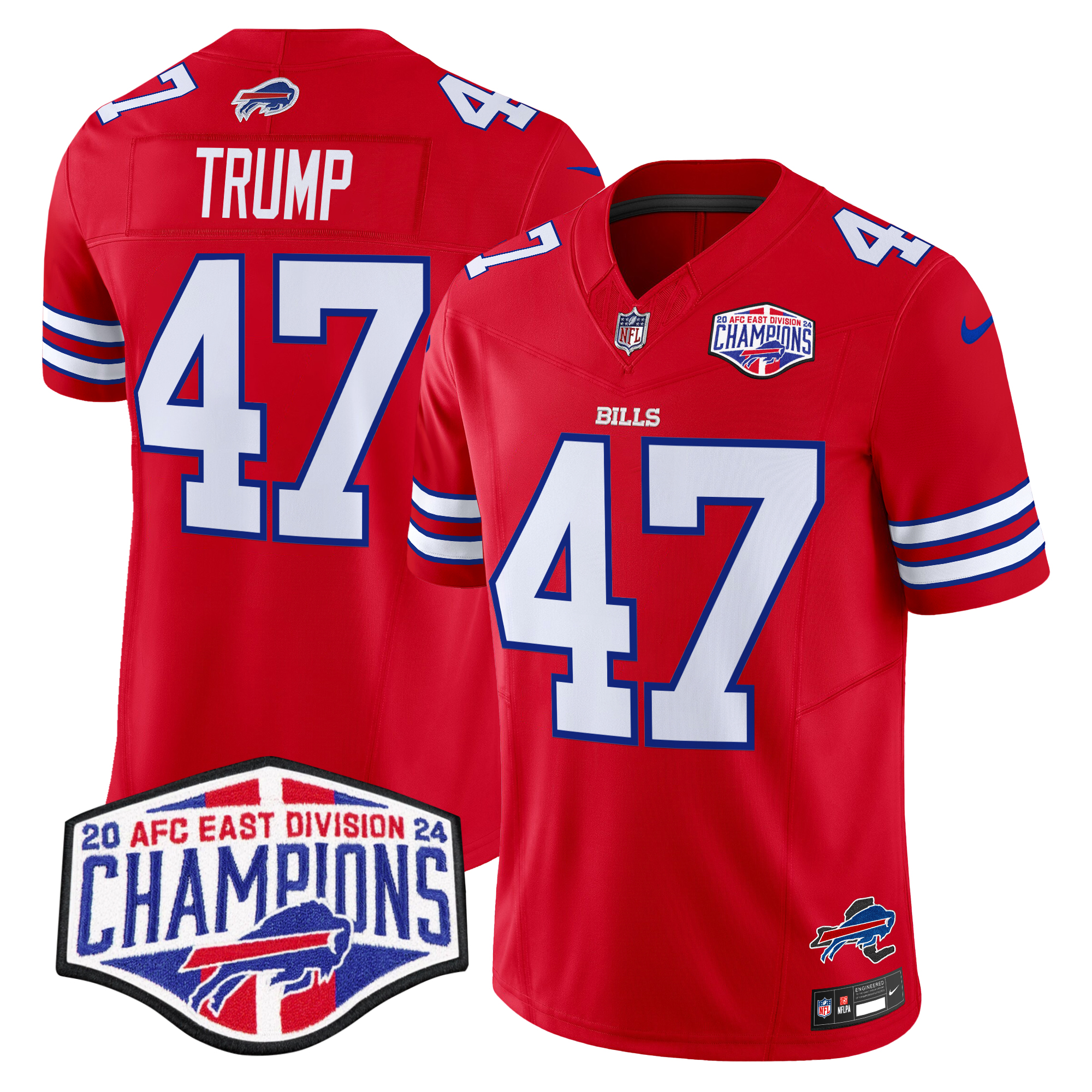 Donald Trump Men's Buffalo Bills 2024 AFC East Division Champions Vapor Limited Red Jersey - All Stitched