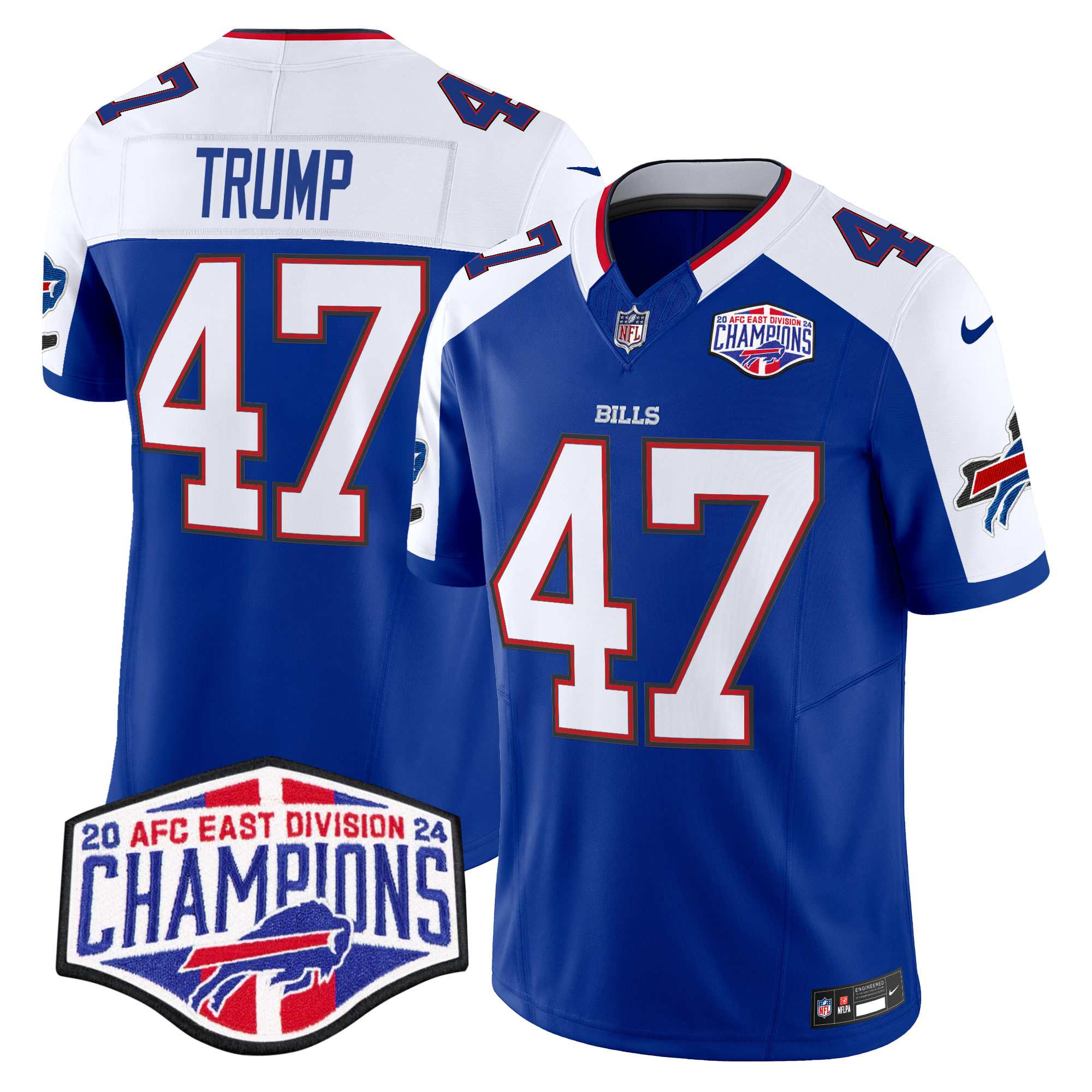 Donald Trump Men's Buffalo Bills 2024 AFC East Division Champions Vapor Limited Royal Alternate Jersey - All Stitched