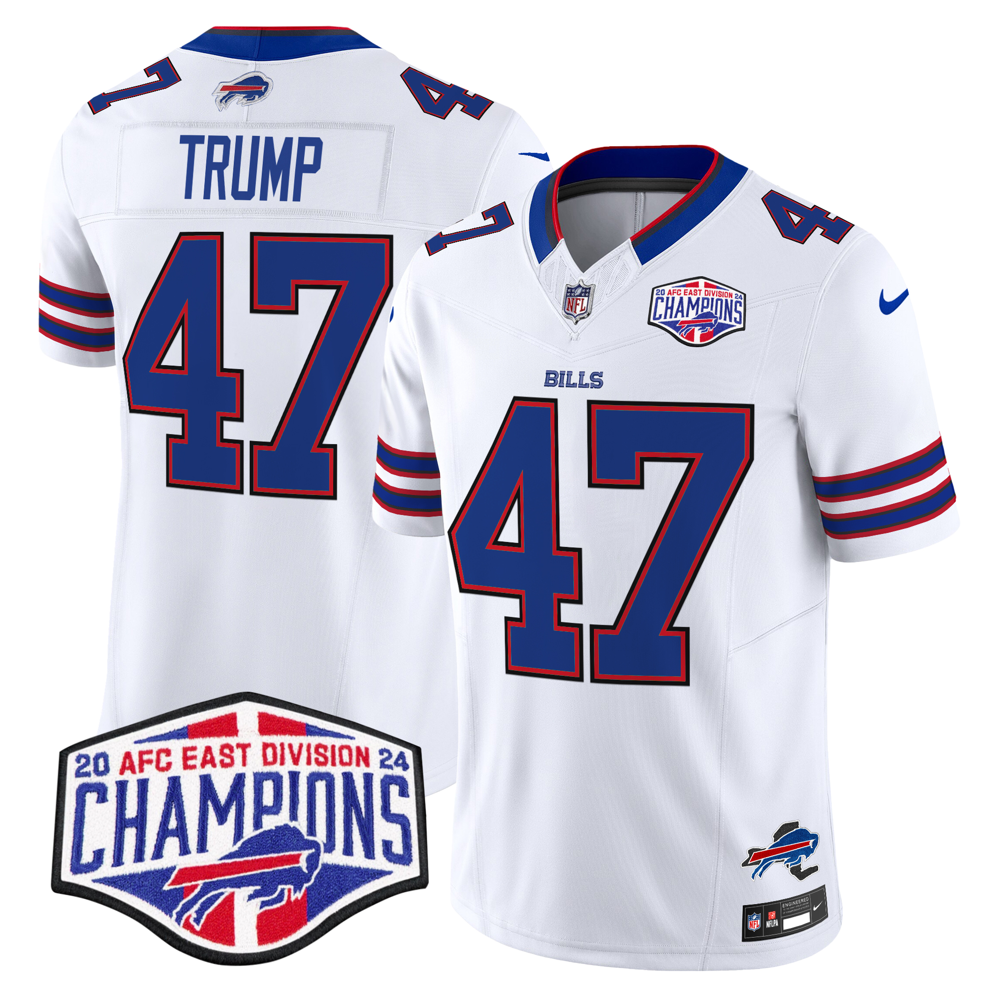 Donald Trump Men's Buffalo Bills 2024 AFC East Division Champions Vapor Limited White Jersey - All Stitched