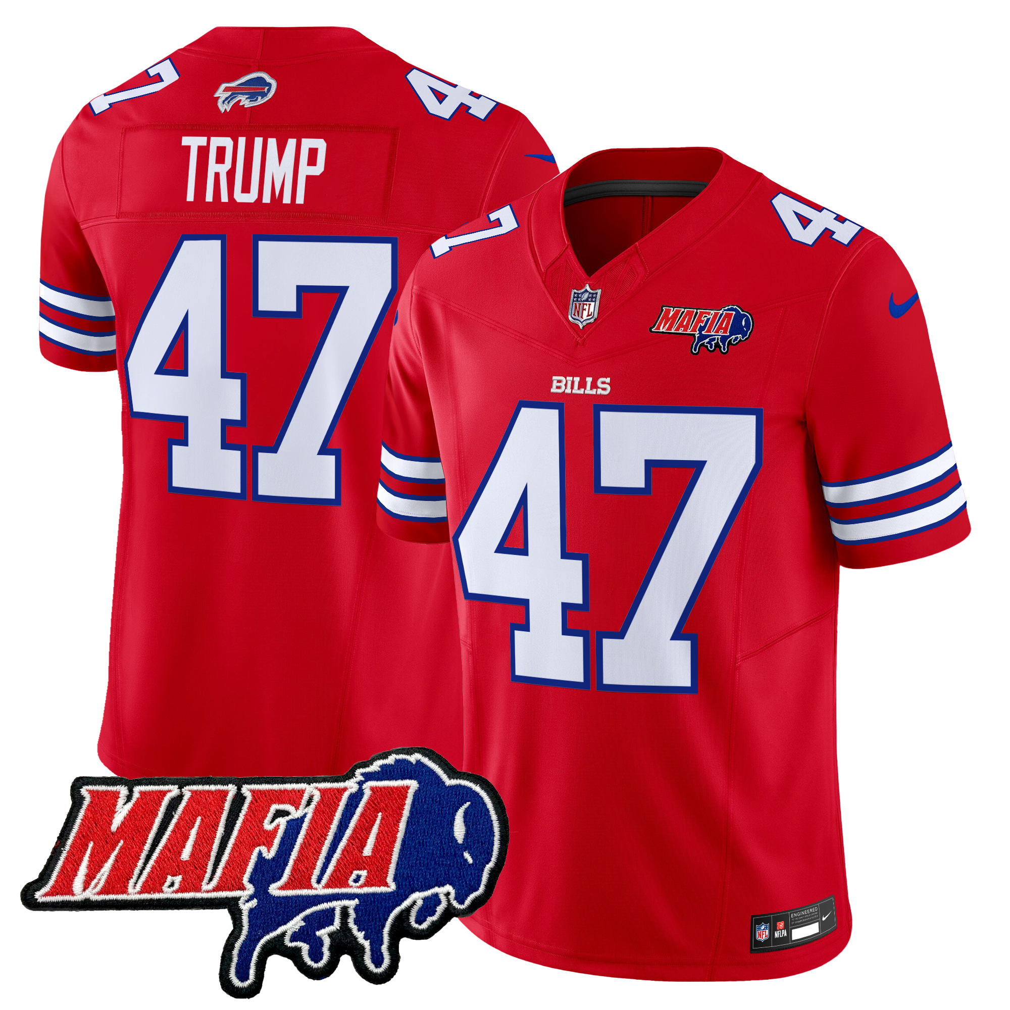 Donald Trump Men's Buffalo Bills 2024 Buffalo Bills Mafia Patch Vapor Limited Red Jersey - All Stitched