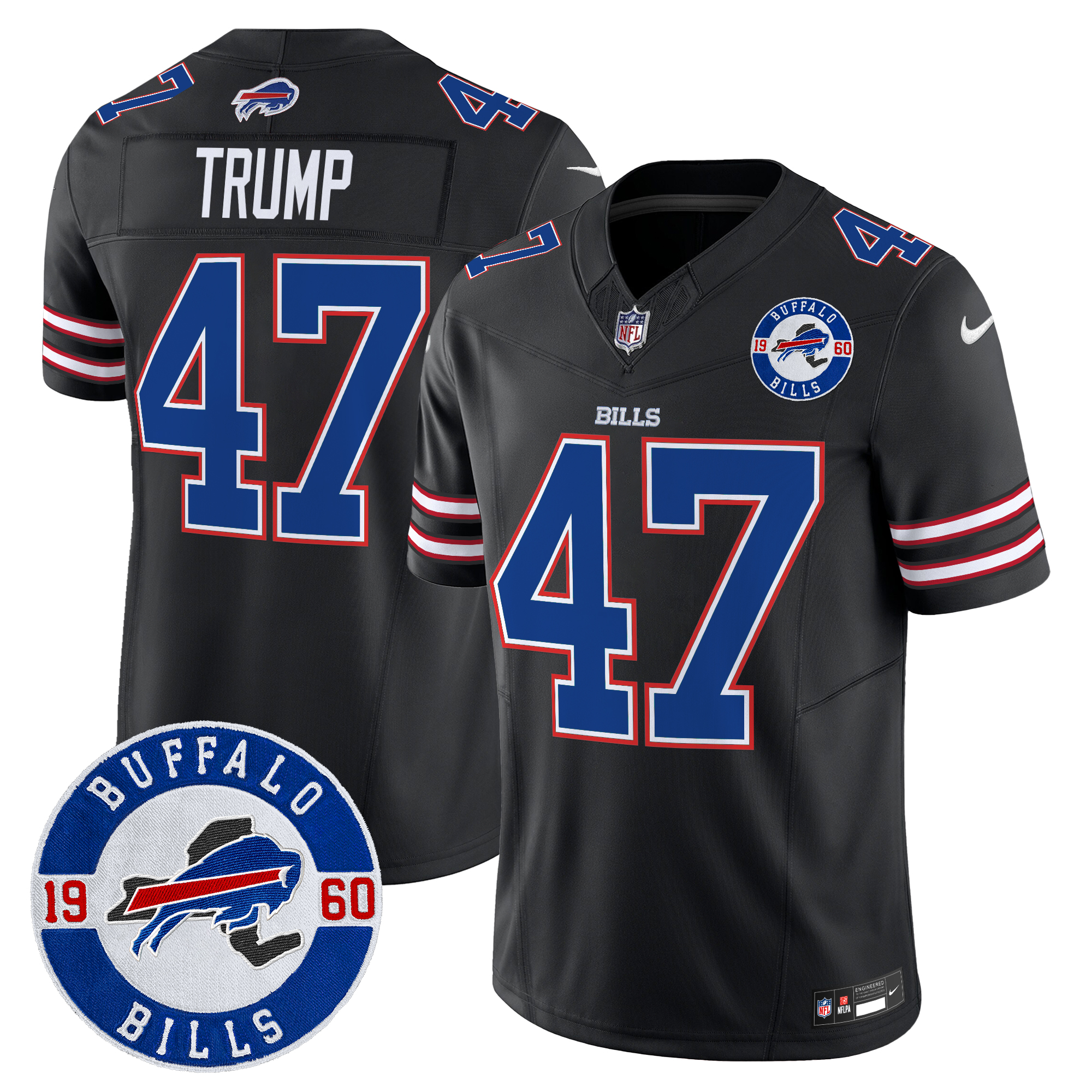 Donald Trump Men's Buffalo Bills 2024 Vapor Limited Black Jersey - All Stitched
