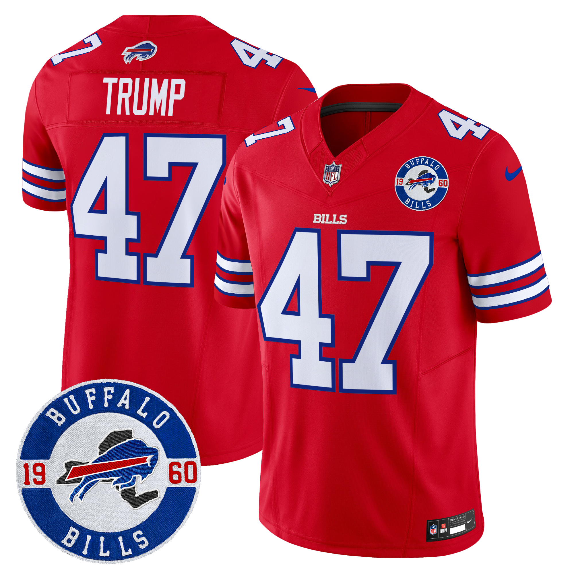 Donald Trump Men's Buffalo Bills 2024 Vapor Limited Red Jersey - All Stitched