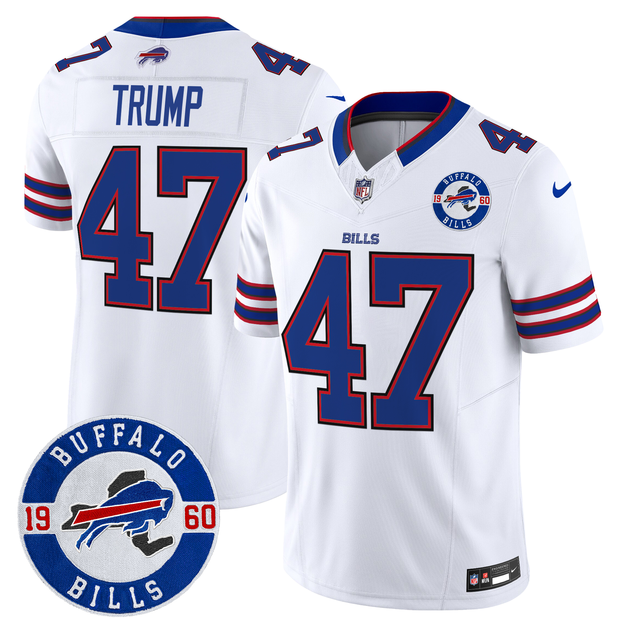 Donald Trump Men's Buffalo Bills 2024 Vapor Limited White Jersey - All Stitched