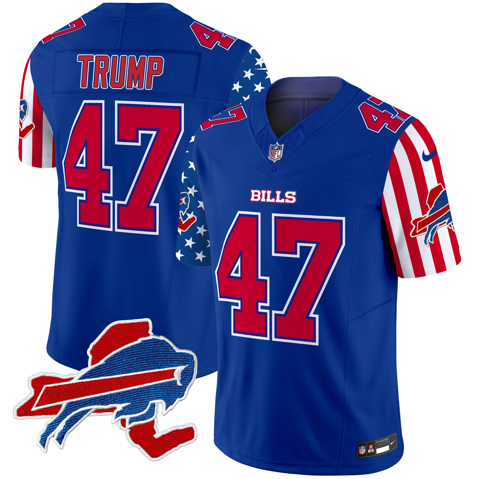 Donald Trump Men's Buffalo Bills American Style Vapor Limited Royal Jersey - All Stitched